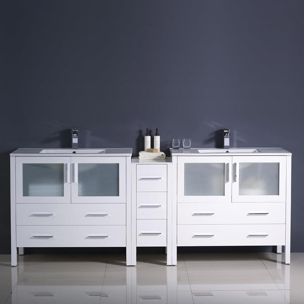 Fresca FCB62-301230WH-I Torino 72-in White Double sink Bathroom Vanity with White Ceramic Top