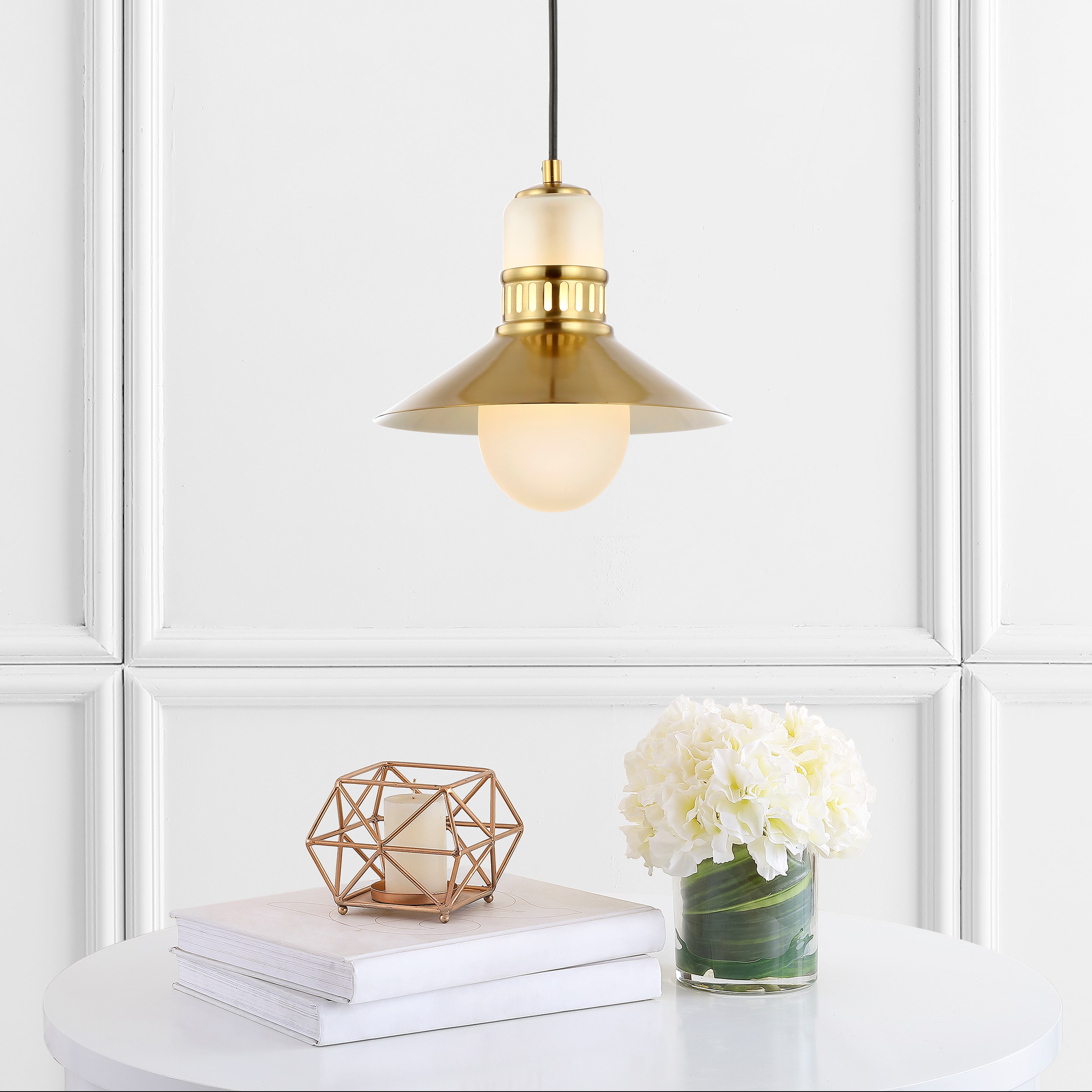 Colin 9.75" Brass Gold Adjustable LED Glass Globe Pendant