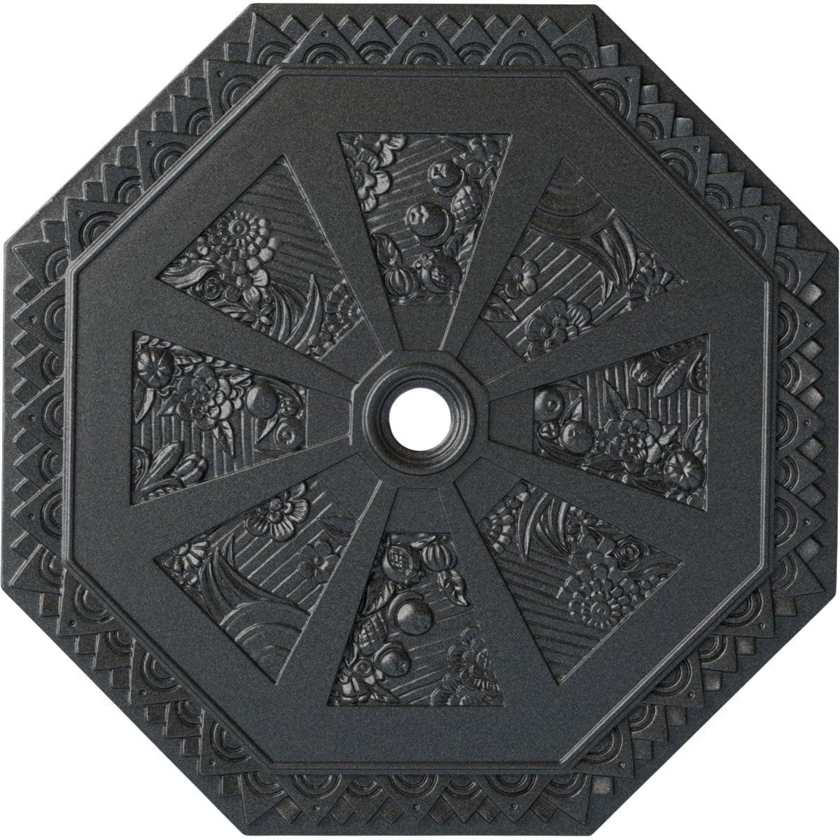 Ekena Millwork CM30SPPES Spring Octagonal 29.125-in W x 29.125-in L Painted Pewter Polyurethane Whole Ceiling Medallion