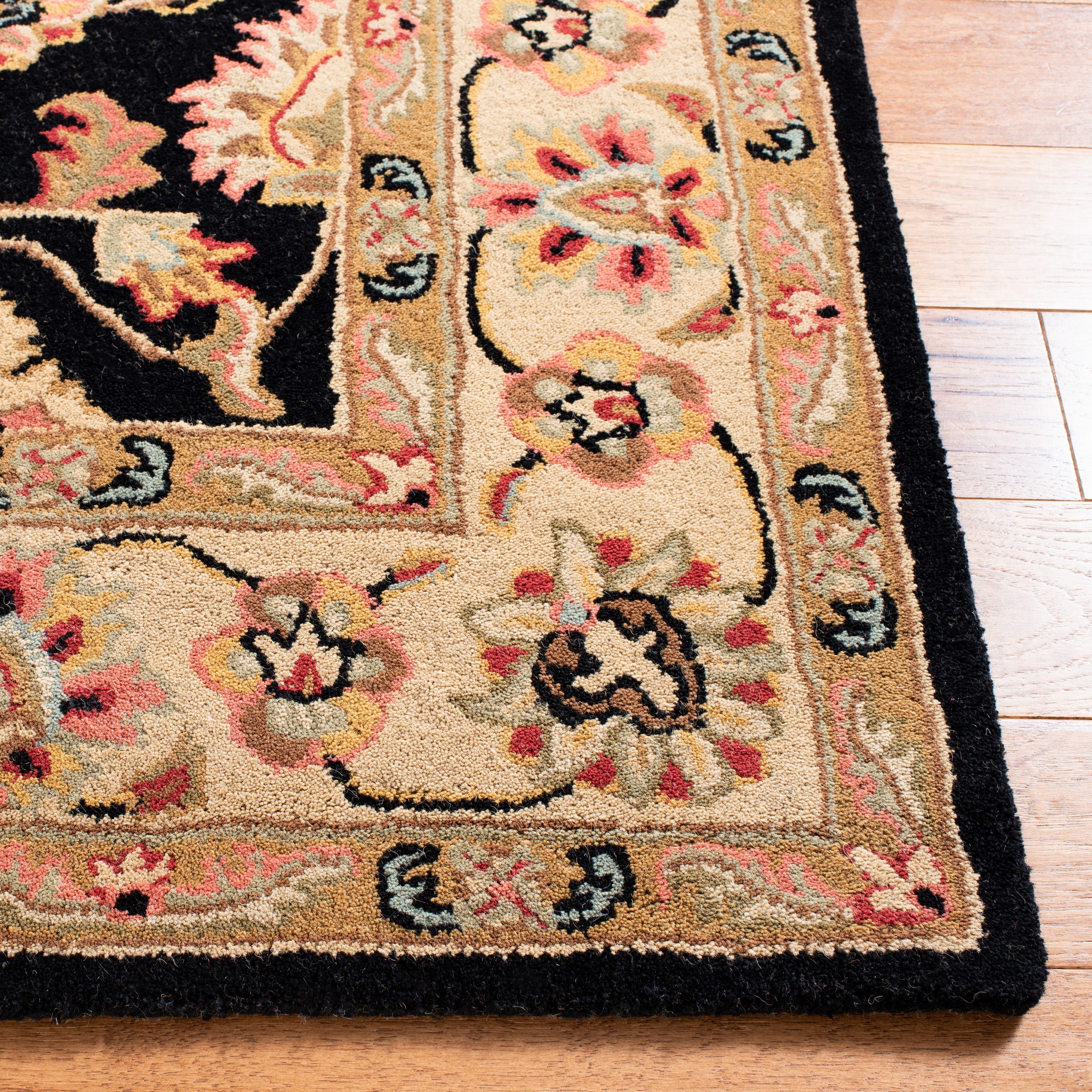 Hand-Tufted Black and Gold Wool Square Area Rug