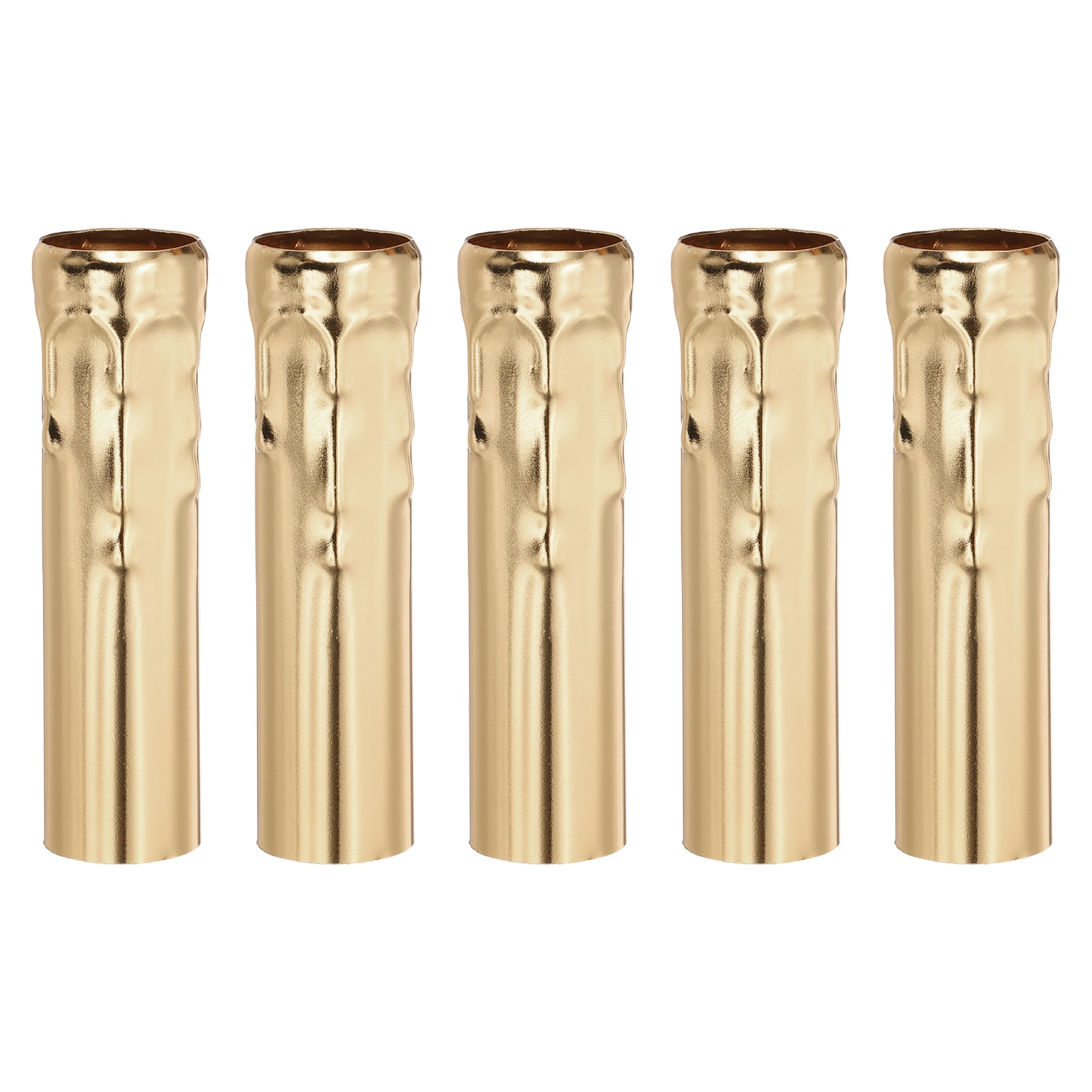 PATIKIL 3.94 Tall Candle Covers Sleeves 5pcs Metal E14 Chandelier Socket Sleeves with Dripping Candelabra Base Accessories Bulb Light Base Holder for Lighting Lamps DIY Golden #S26052000UX4483