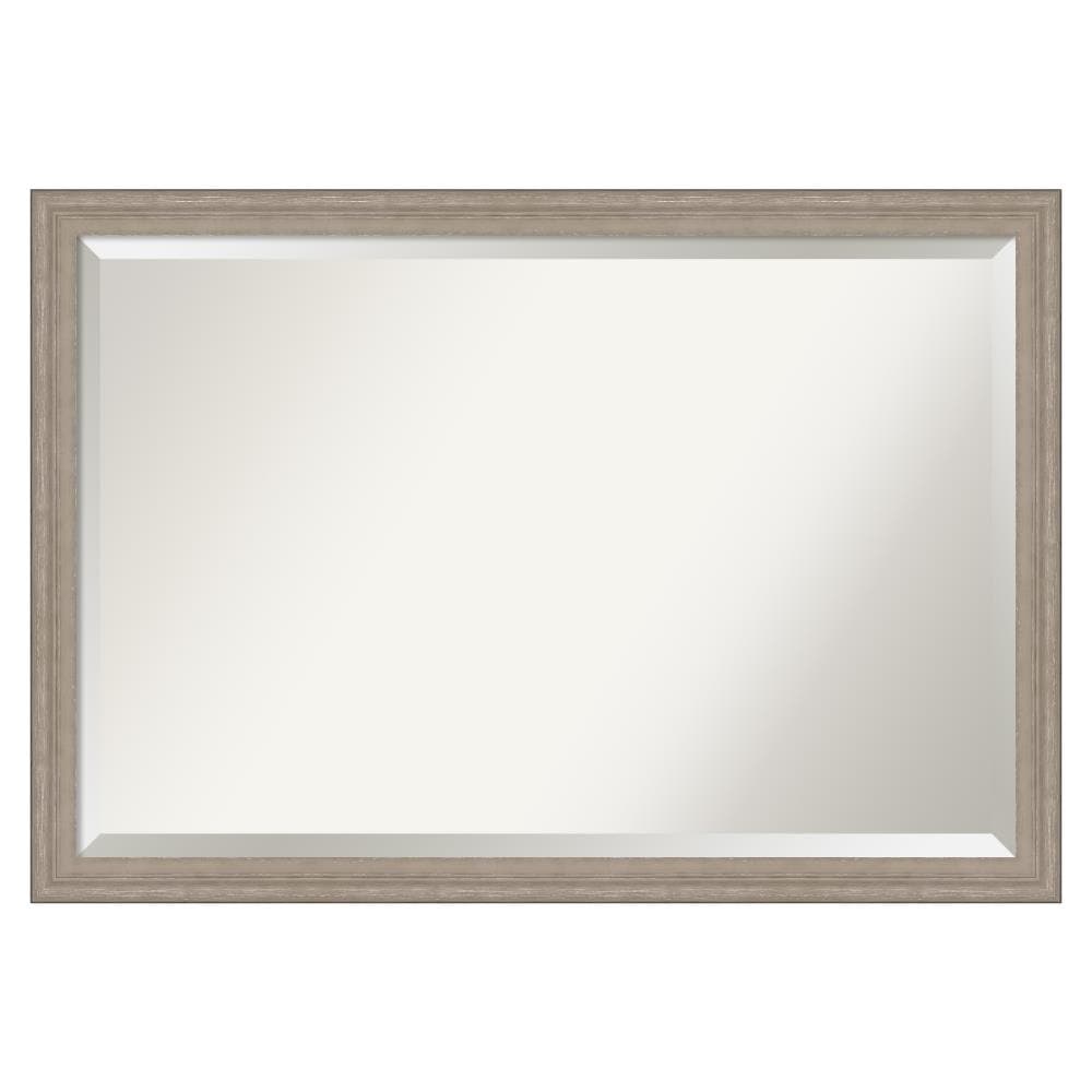 Amanti Art DSW4819432 Curve 39-in x 27-in Framed Rectangle Bathroom Vanity Mirror ( Grey Wash )