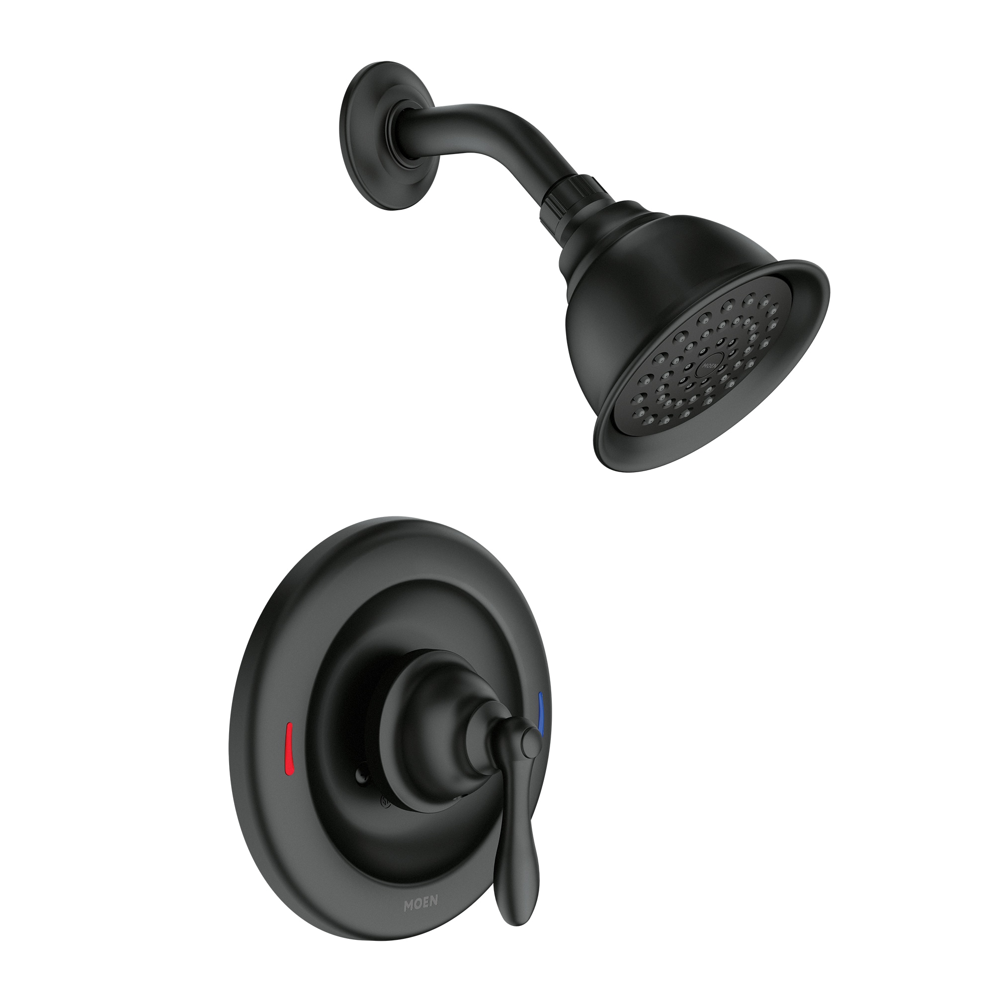 Moen 82495EPBL Caldwell Matte Black 1-handle Single function 4-in Round Shower Faucet with Valve