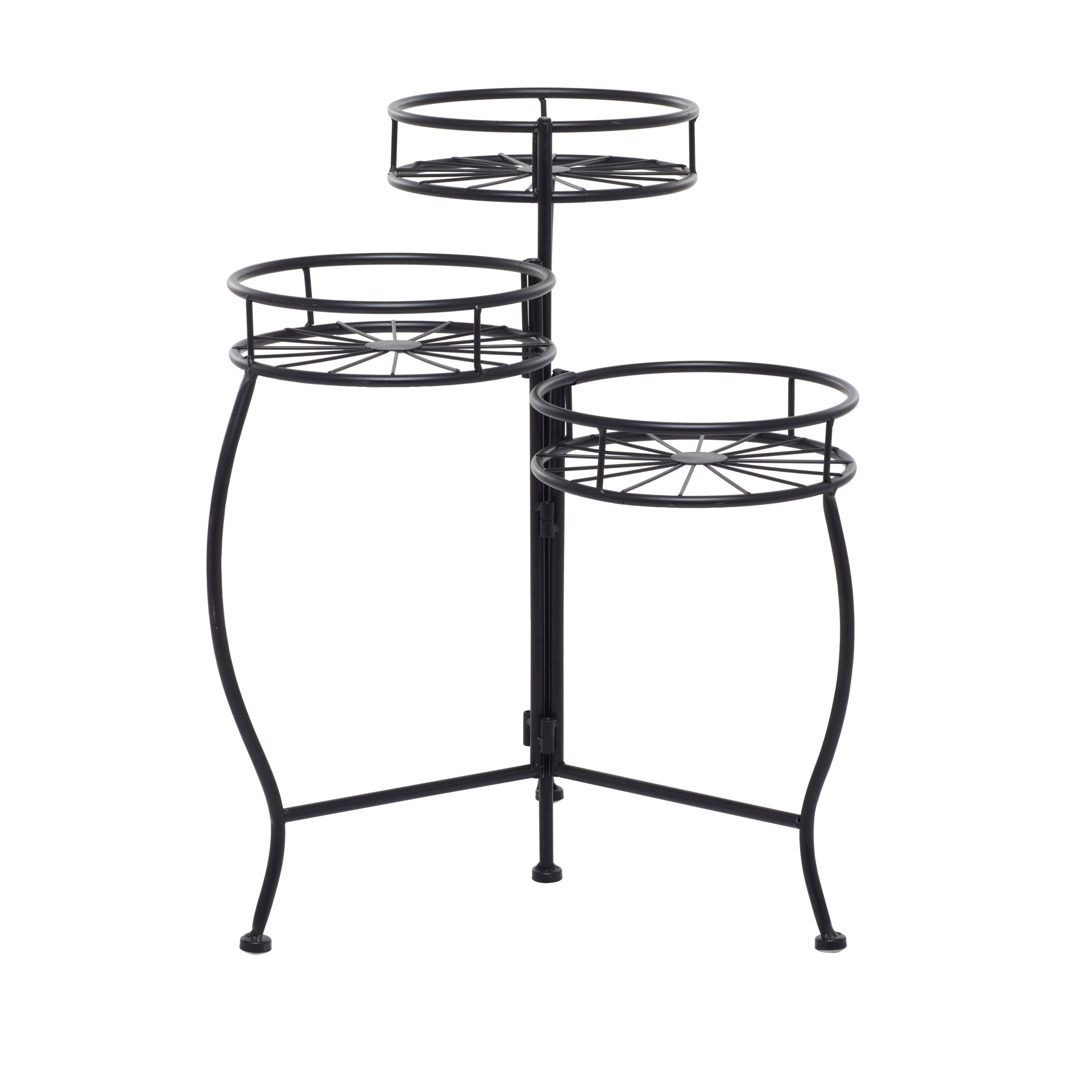 Grayson Lane 22-in H x 18-in W Black 3 Tier Indoor/Outdoor Round Steel ...