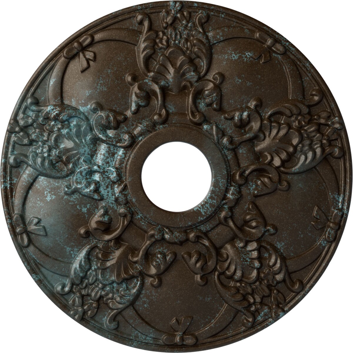 Ekena Millwork CM18NOBBS Norwich 18-in W x 18-in L Painted Bronze Blue Patina Polyurethane Whole Ceiling Medallion