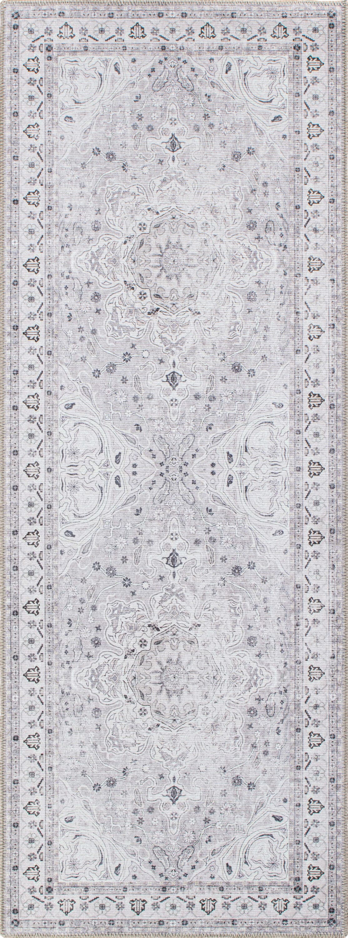 World Rug Gallery 5061GRAY2X10 Somerville 2 x 10 (ft) Loomed Polyester Gray Rectangular Indoor Medallion Bohemian/Eclectic Machine washable Area rug