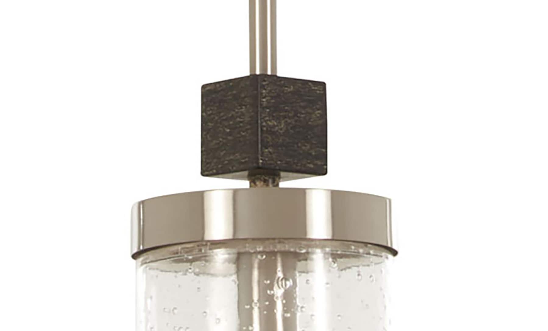 Bridlewood Stone Grey & Brushed Nickel Seedy Glass Mini Pendant
