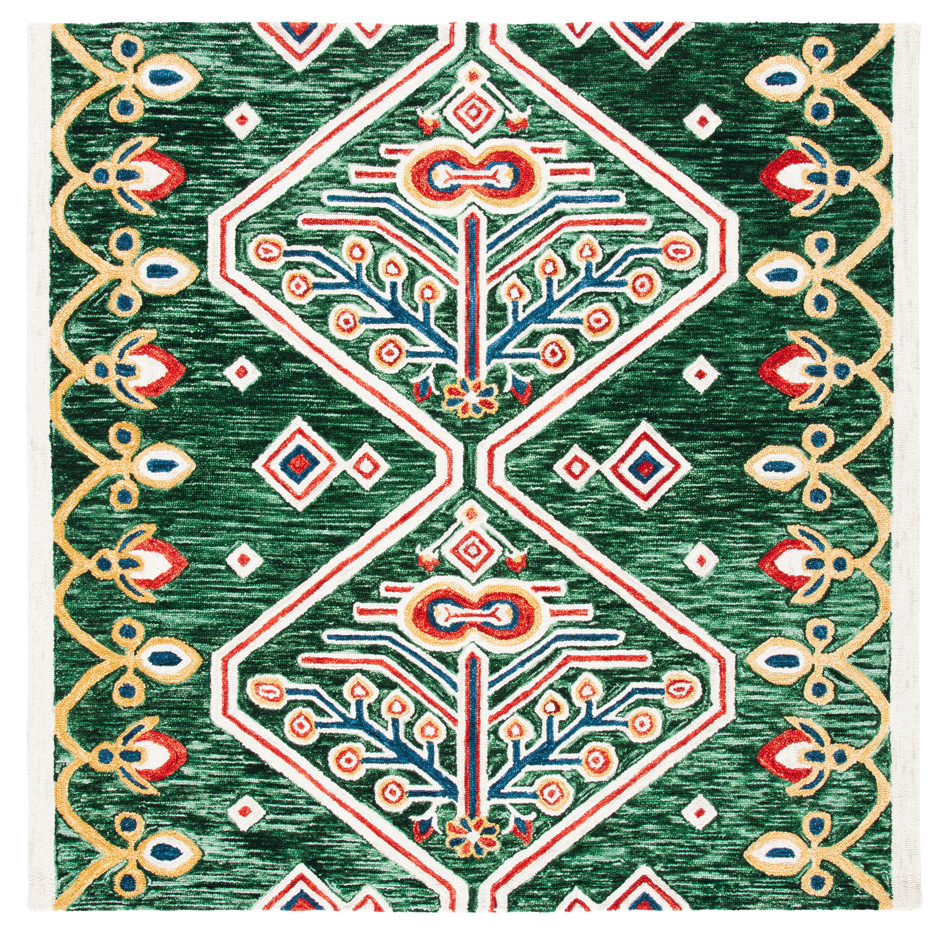 Safavieh APN703Y-7SQ Aspen Kersey 7 x 7 (ft) Tufted Wool Green/Ivory Square Indoor Abstract Global Area rug
