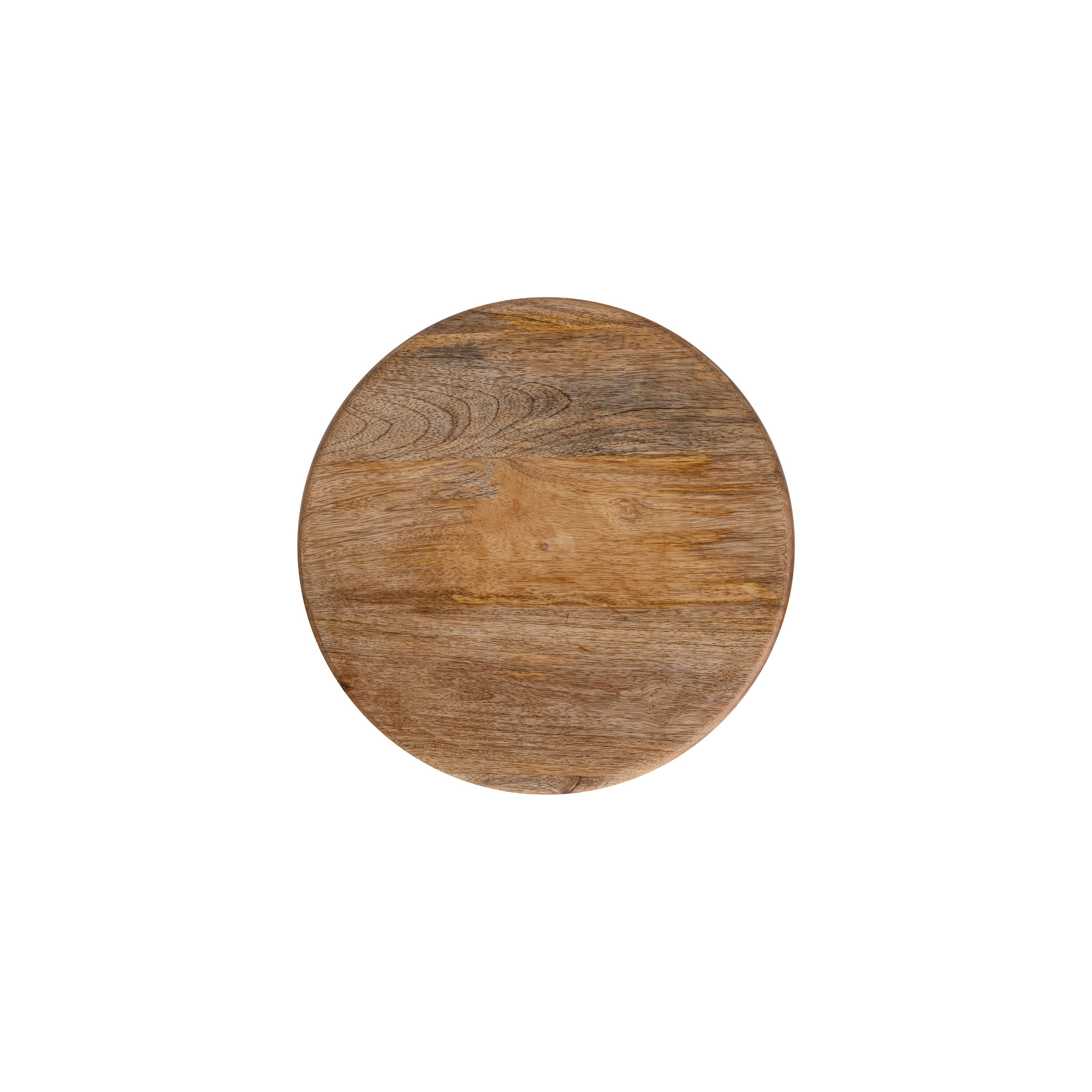Natural Wood and Black Metal Backless Bar Stool