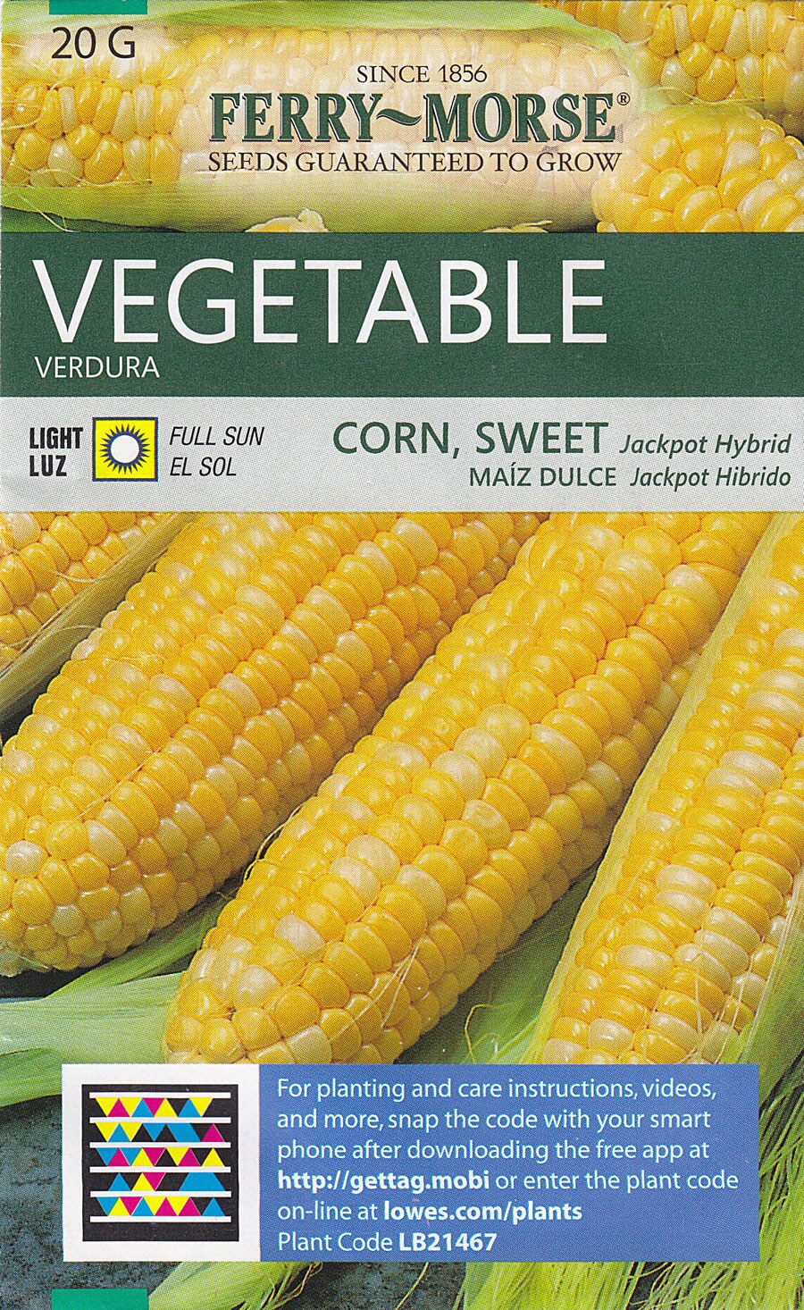 Ferry-Morse Corn Sweet Jackpot Hybrid Vegetable Seed Packet at 