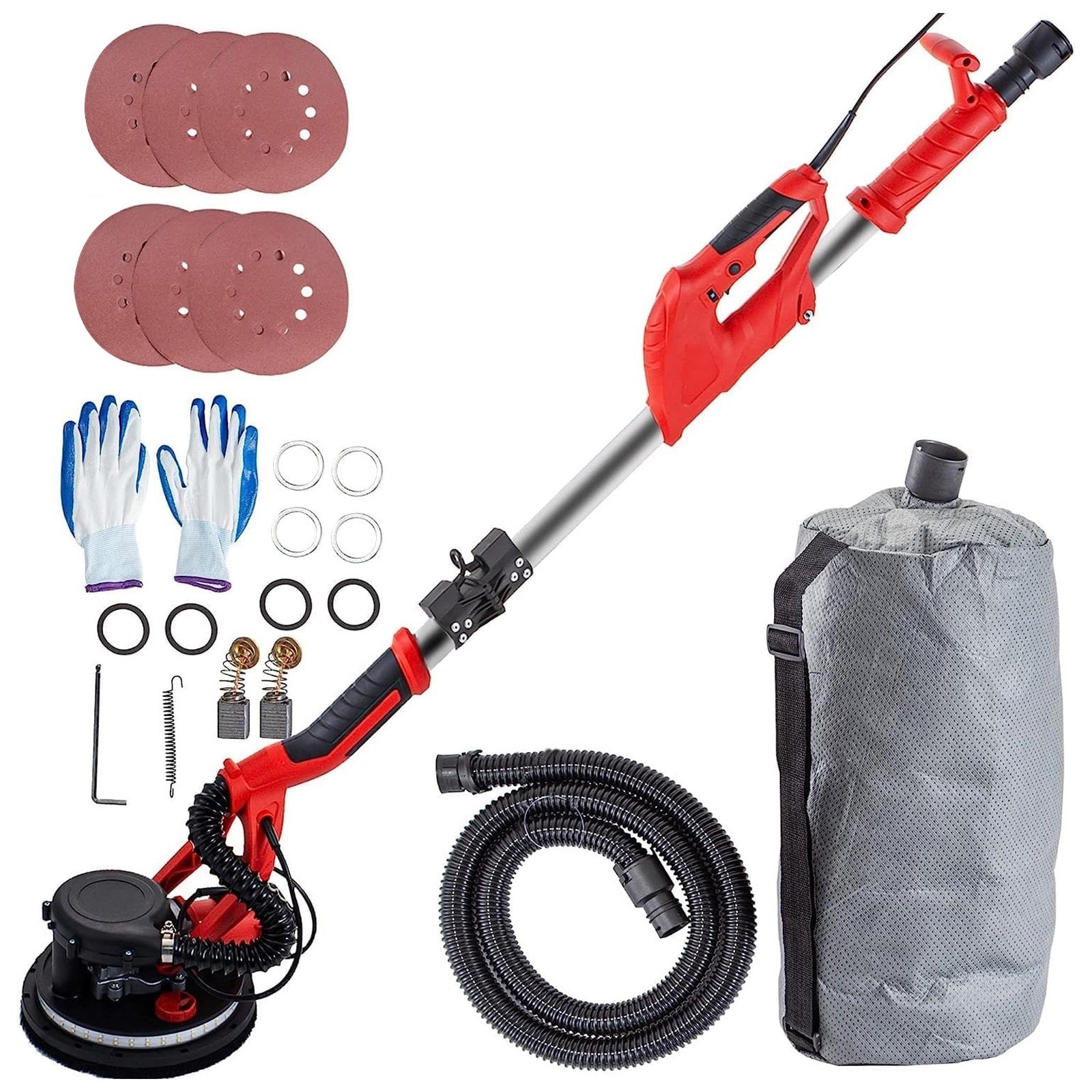 SUGIFT Electric Drywall Sander with Variable Speed Telescopic Handle LED Lighting and Dust Collection System #QLLSSGS009