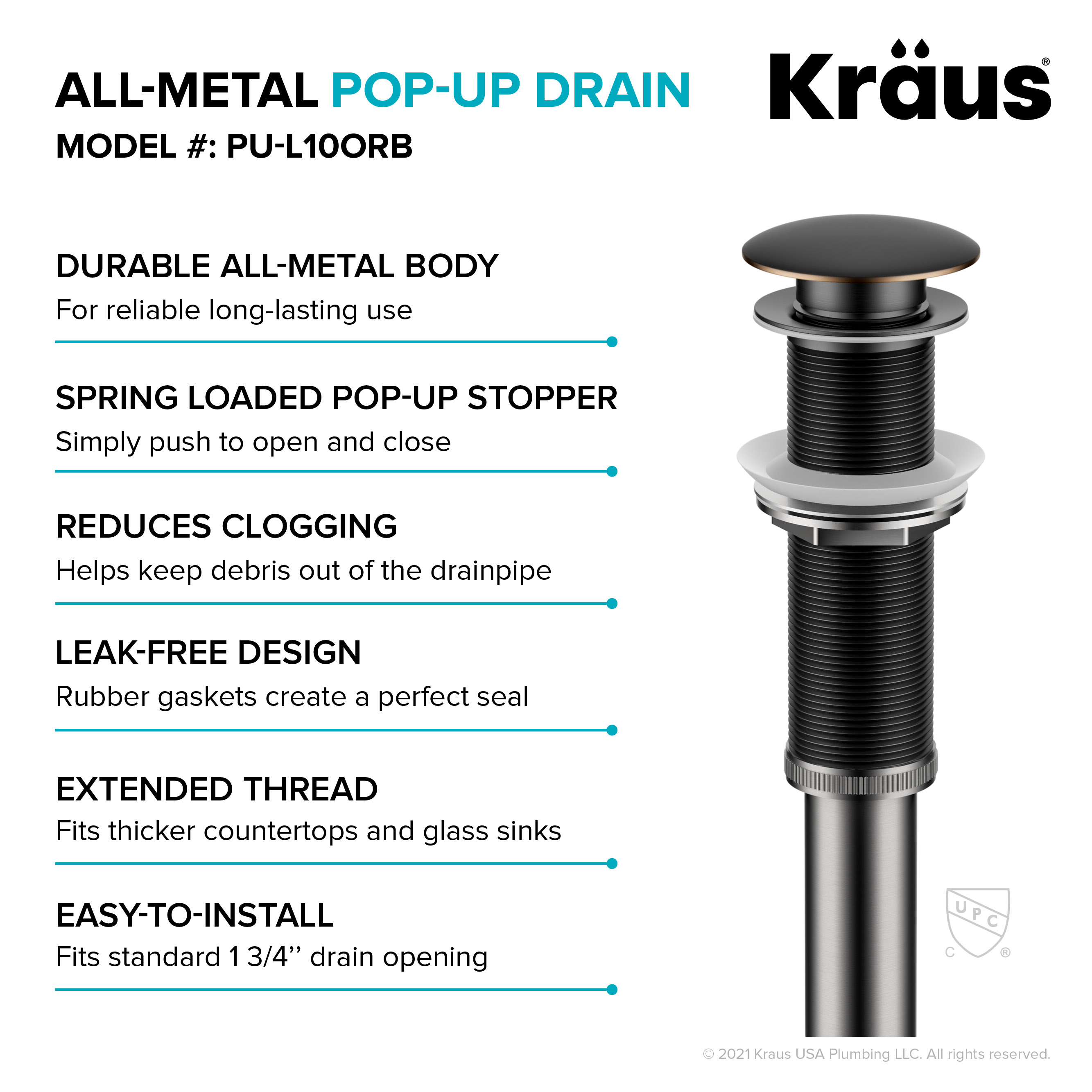Kraus PU-L10ORB Popup-Drains-Accessories - View #4