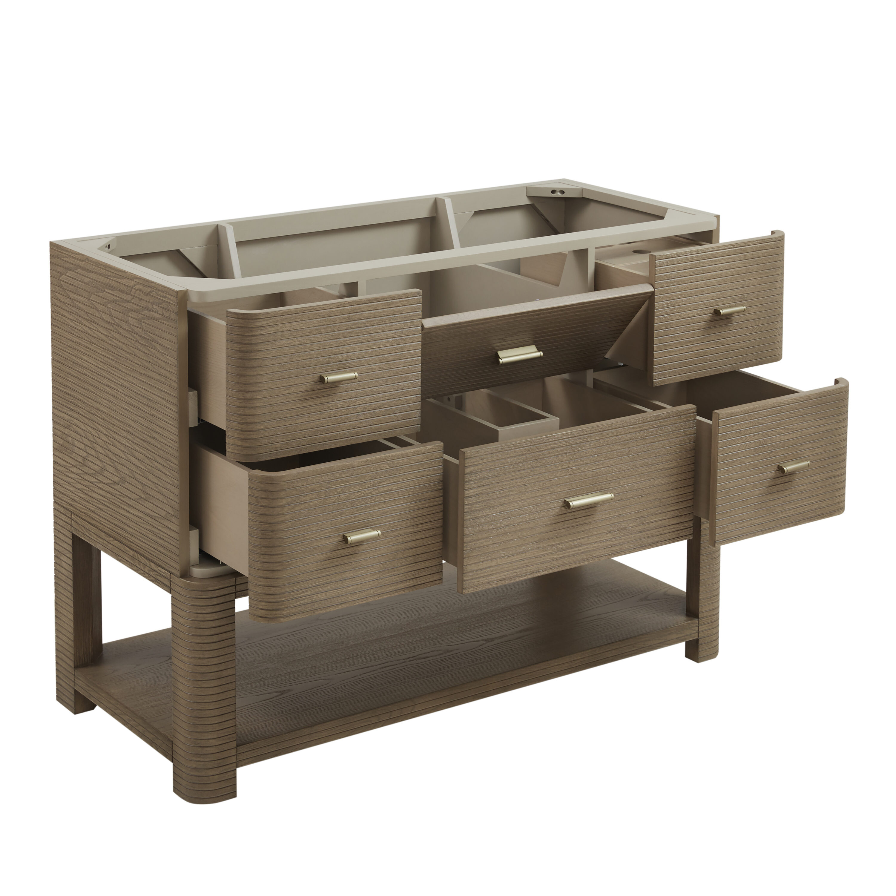 Lucian 48" Pebble Oak Single Vanity with Brass Hardware