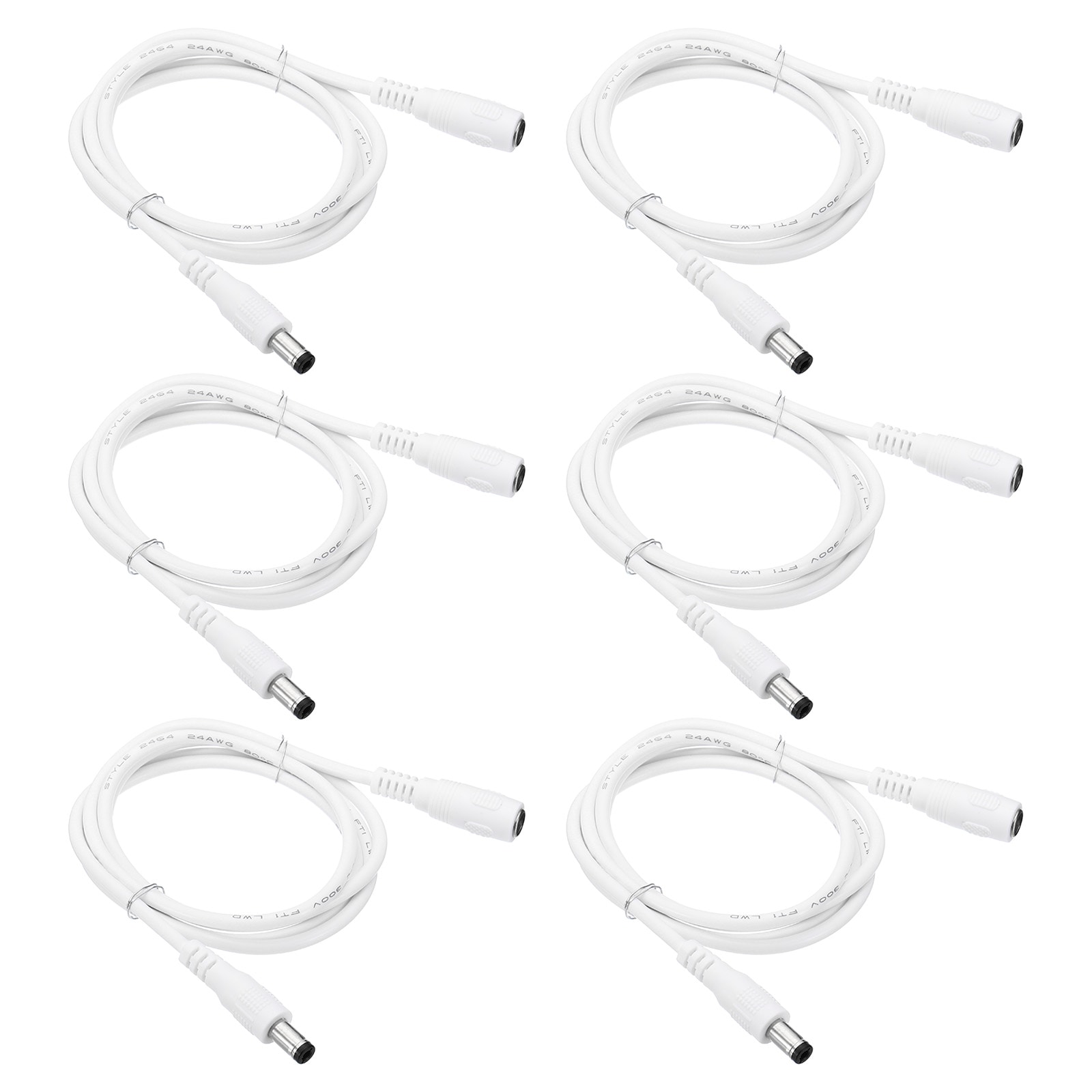 PATIKIL 3Ft Male to Female 5.5x2.5mm DC Power Extension Cable 6 Pcs 24AWG Wire Adapter Connector Charging Cord for LED Strip DVR Router Camera White
