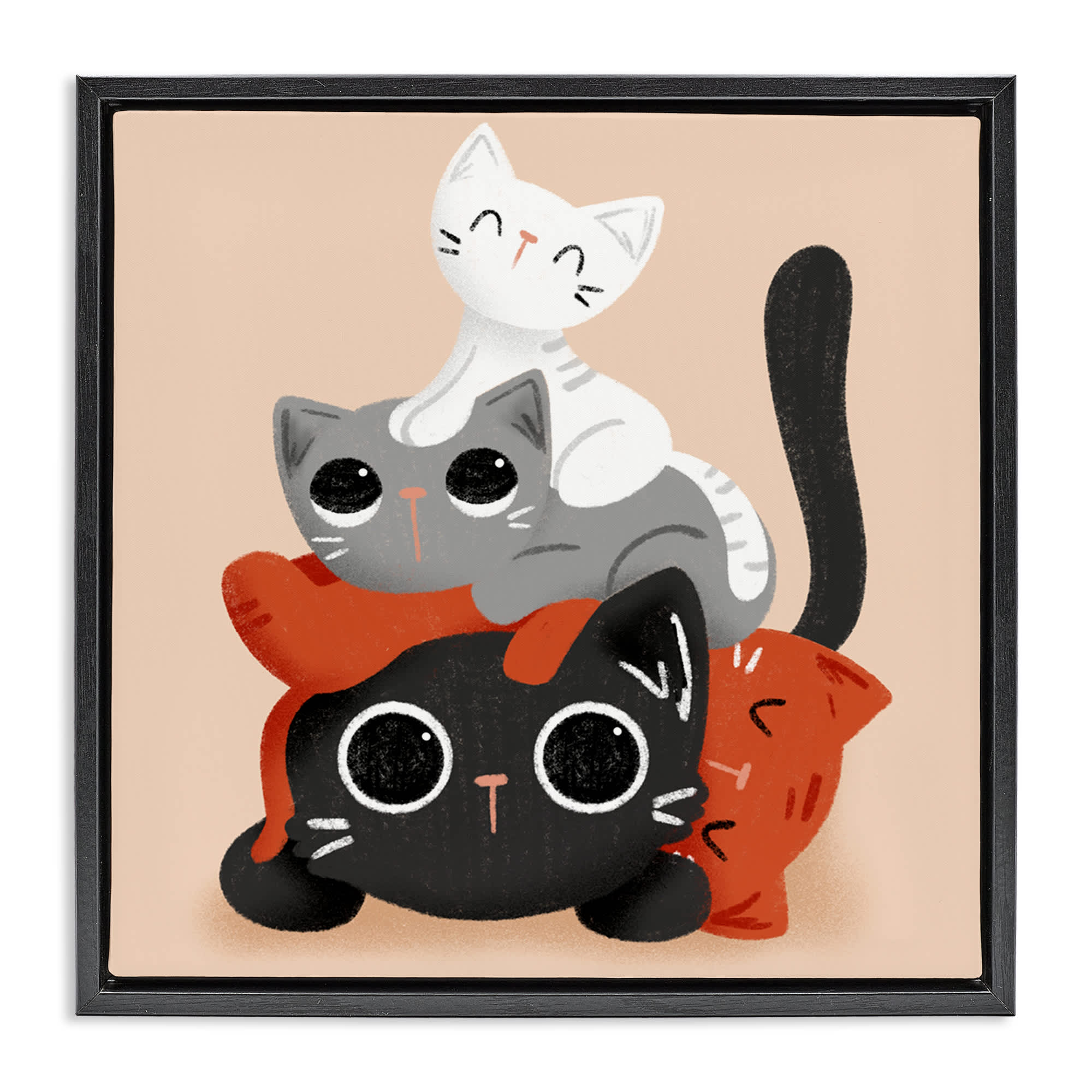 Stupell Industries BT-452-FFB-24X24 Stacked Cats Pile Floating Frame design by Sarah Hickman