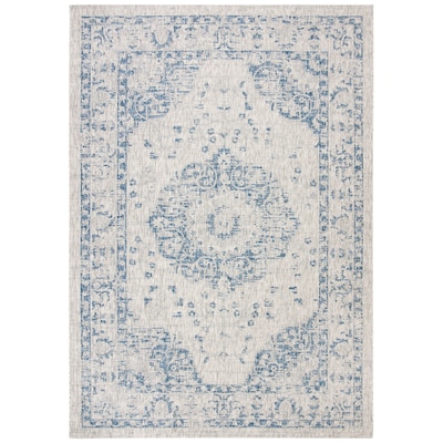 Safavieh Courtyard Tempe 8 x 11 Gray/Navy Indoor/Outdoor Abstract Coastal Area Rug Safavieh Courtyard Tempe 8 x 11 Gray/Navy Indoor/Outdoor Abstract Coastal Area Rug