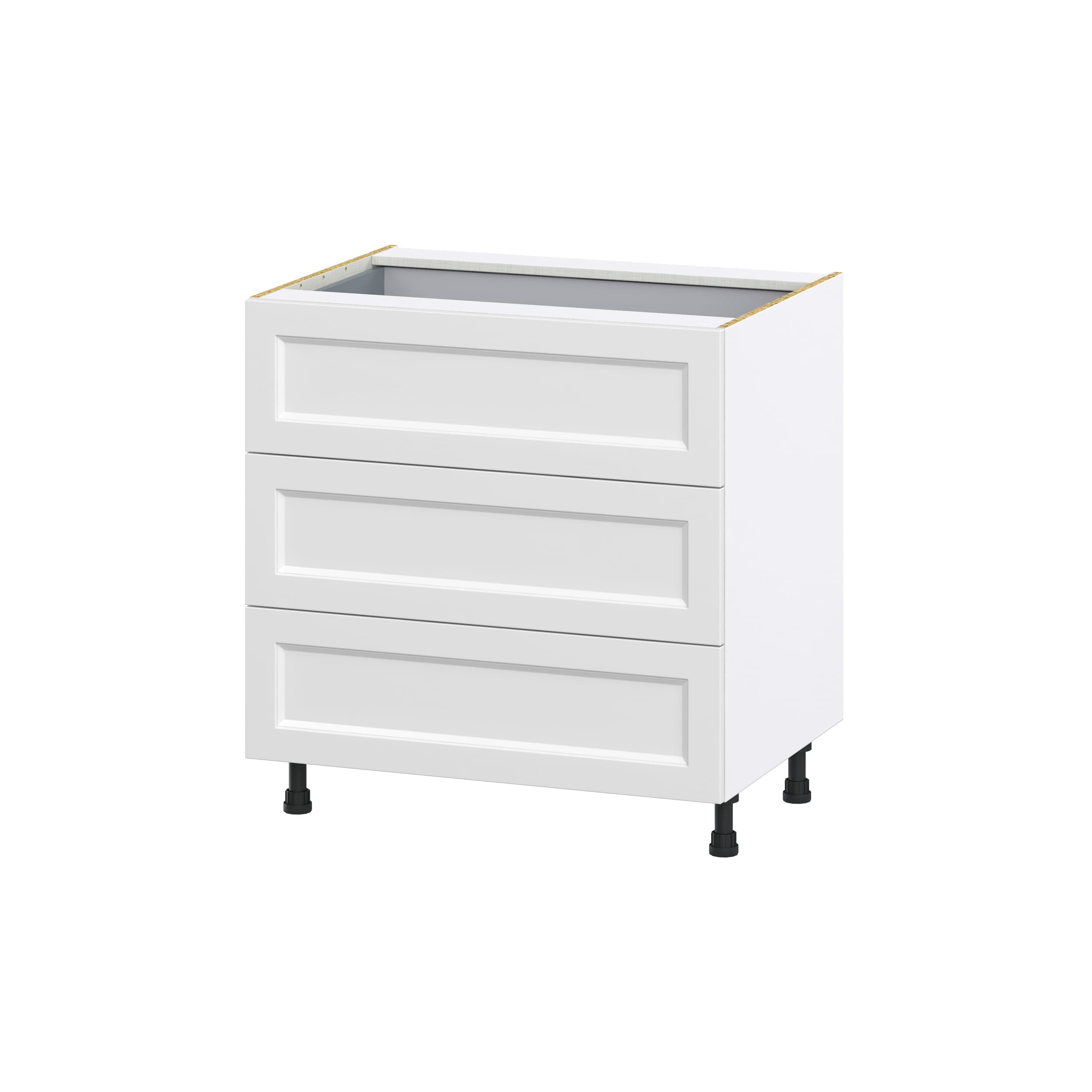 Hugo&Borg Riviera 33-in W x 34.5-in H x 24-in D Bright White 3-Drawer Base Fully Assembled Cabinet (Recessed Panel Style)