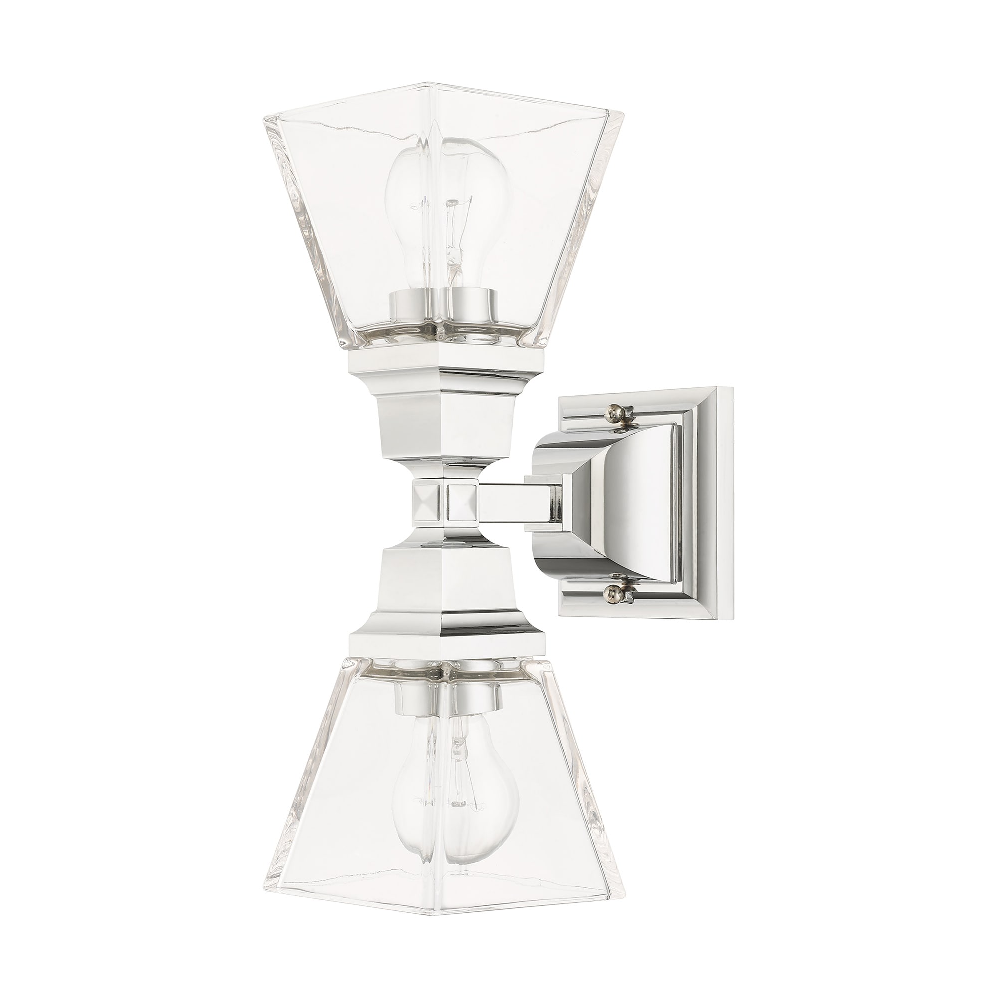 Polished Chrome Clear Glass 2-Light Wall Sconce