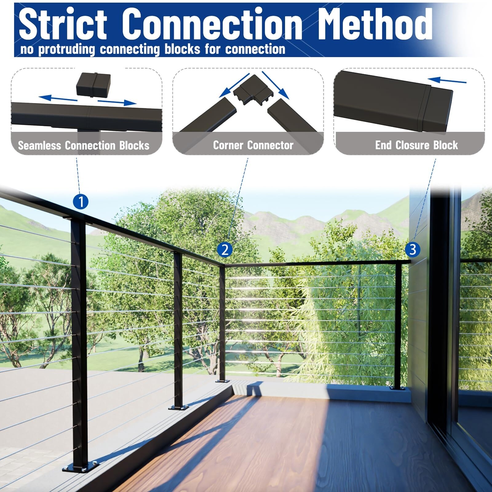 Etokfoks 8 ft Stainless Steel Handrail for Cable Railing System 1 Pack ...