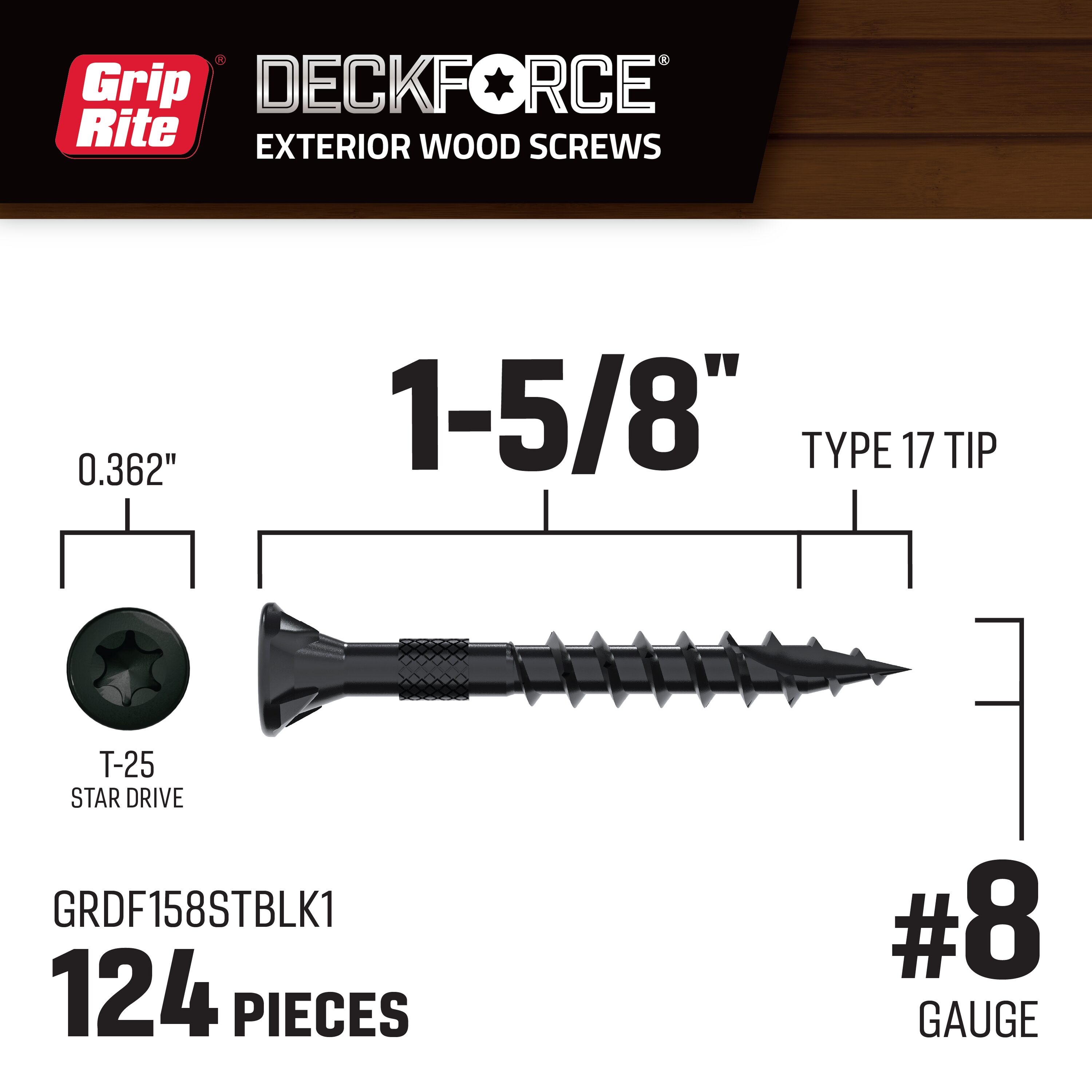 DeckForce by Grip Rite GRDF158STBLK1 Deck-Screws - View #2
