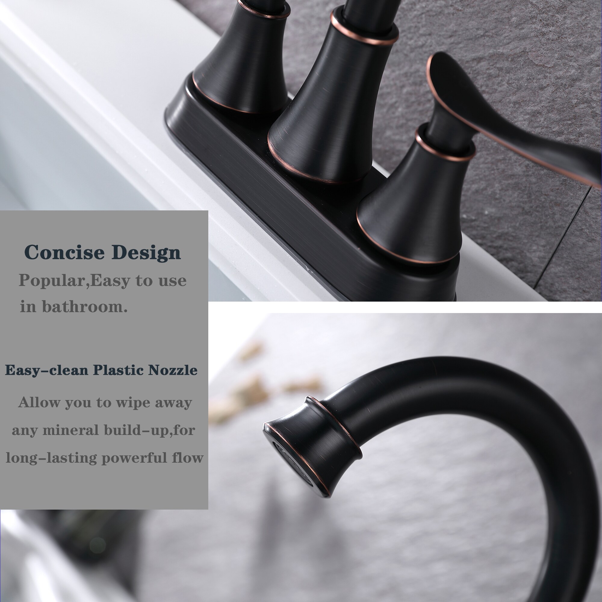 Nestfair Black 4-in centerset 2-Handle Bathroom Sink Faucet in the ...