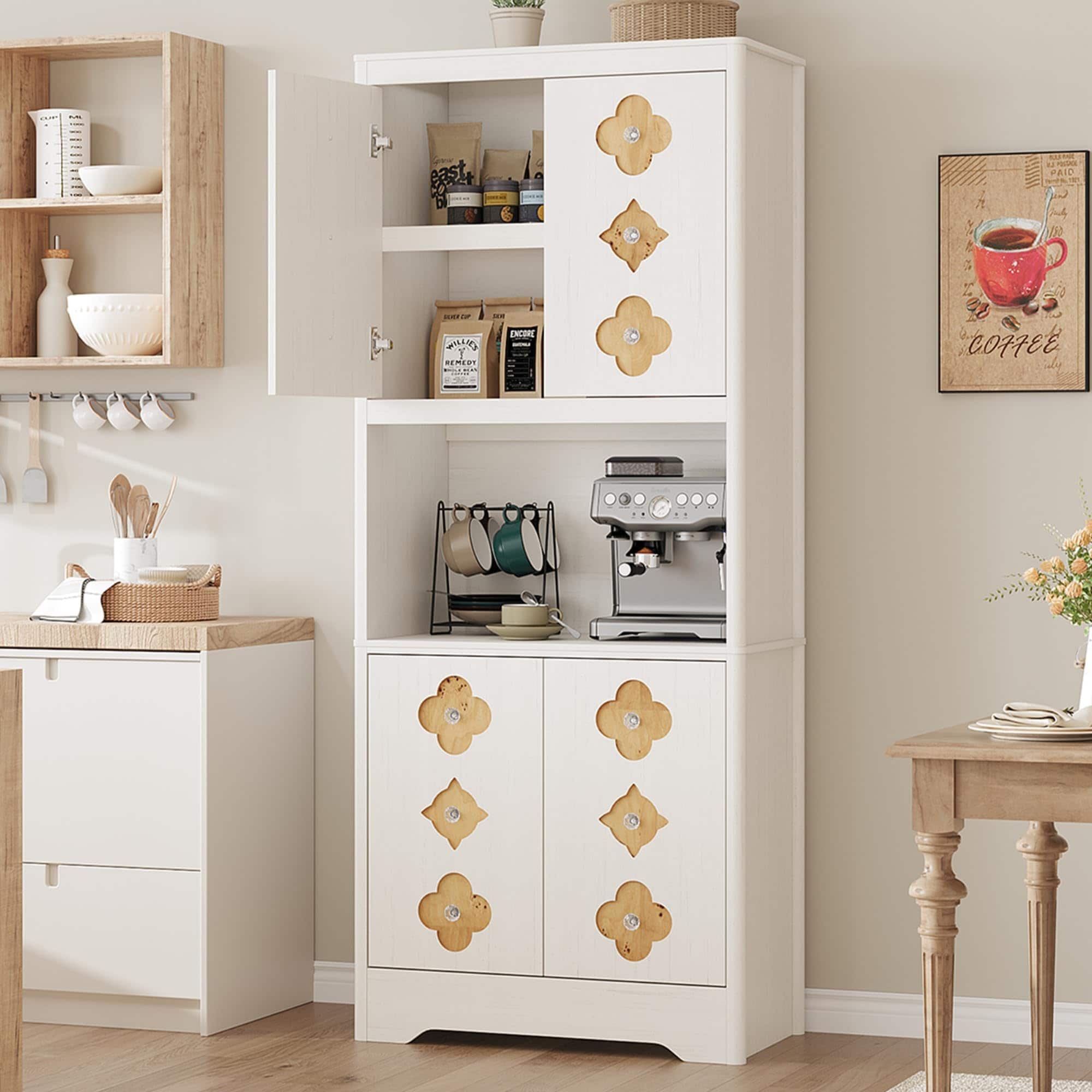 Pantry Cabinet 30-in W x 72-in H MDF White Freestanding Utility Storage Cabinet