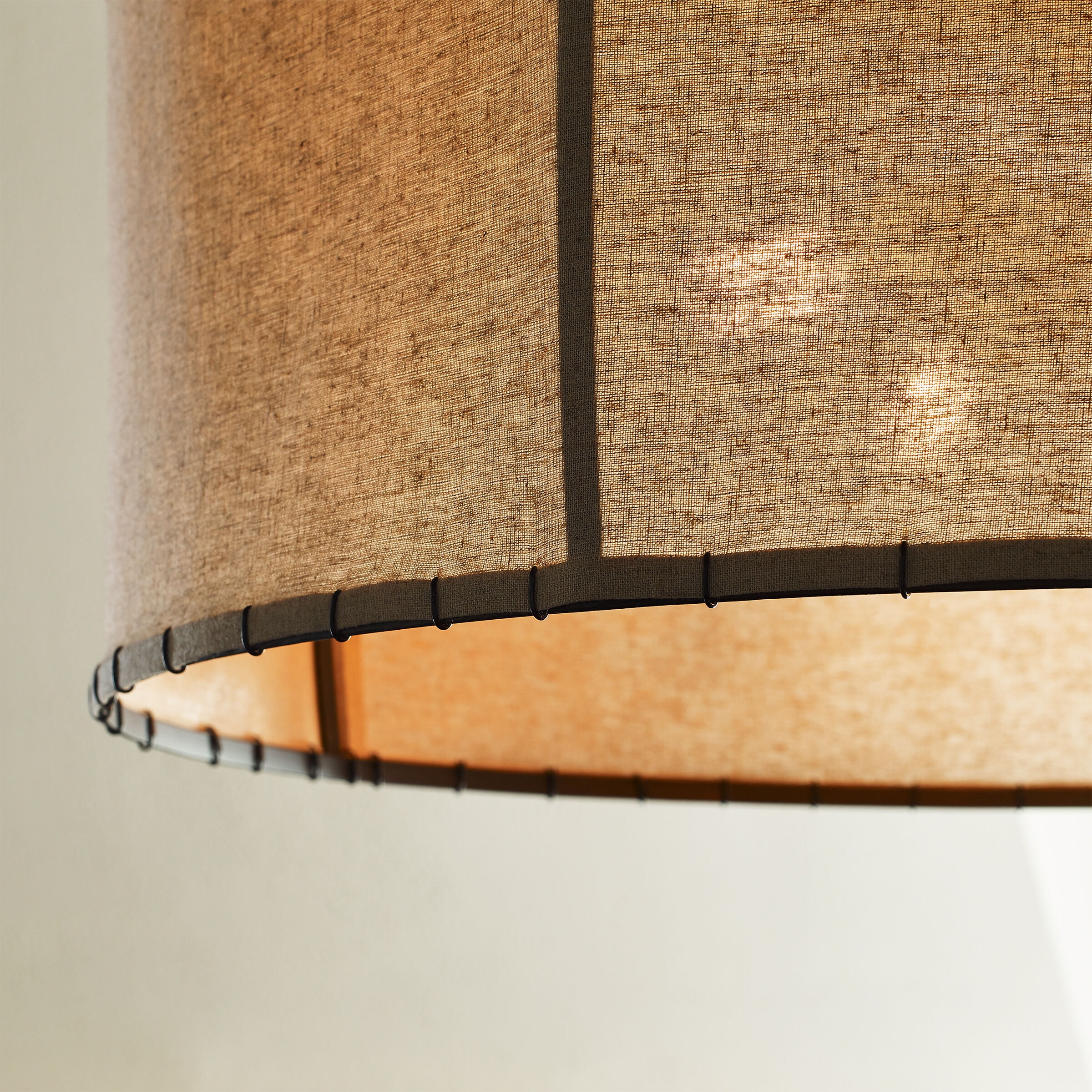 Ellen DeGeneres Aged Iron 34" Drum Pendant with Linen Shade