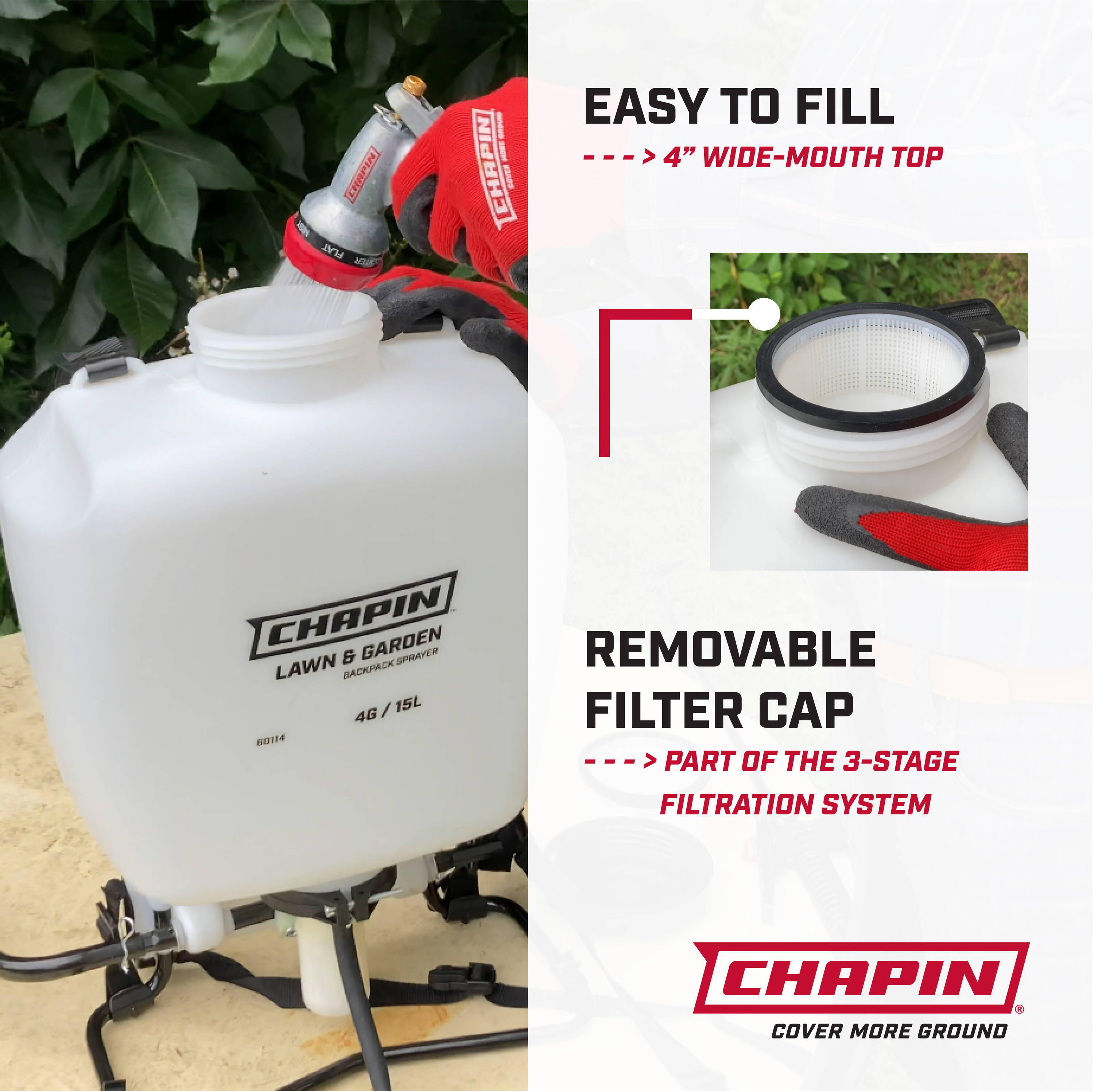 Chapin 60114: 4-Gallon Poly Manual Backpack Sprayer with 3-Stage Filtration System