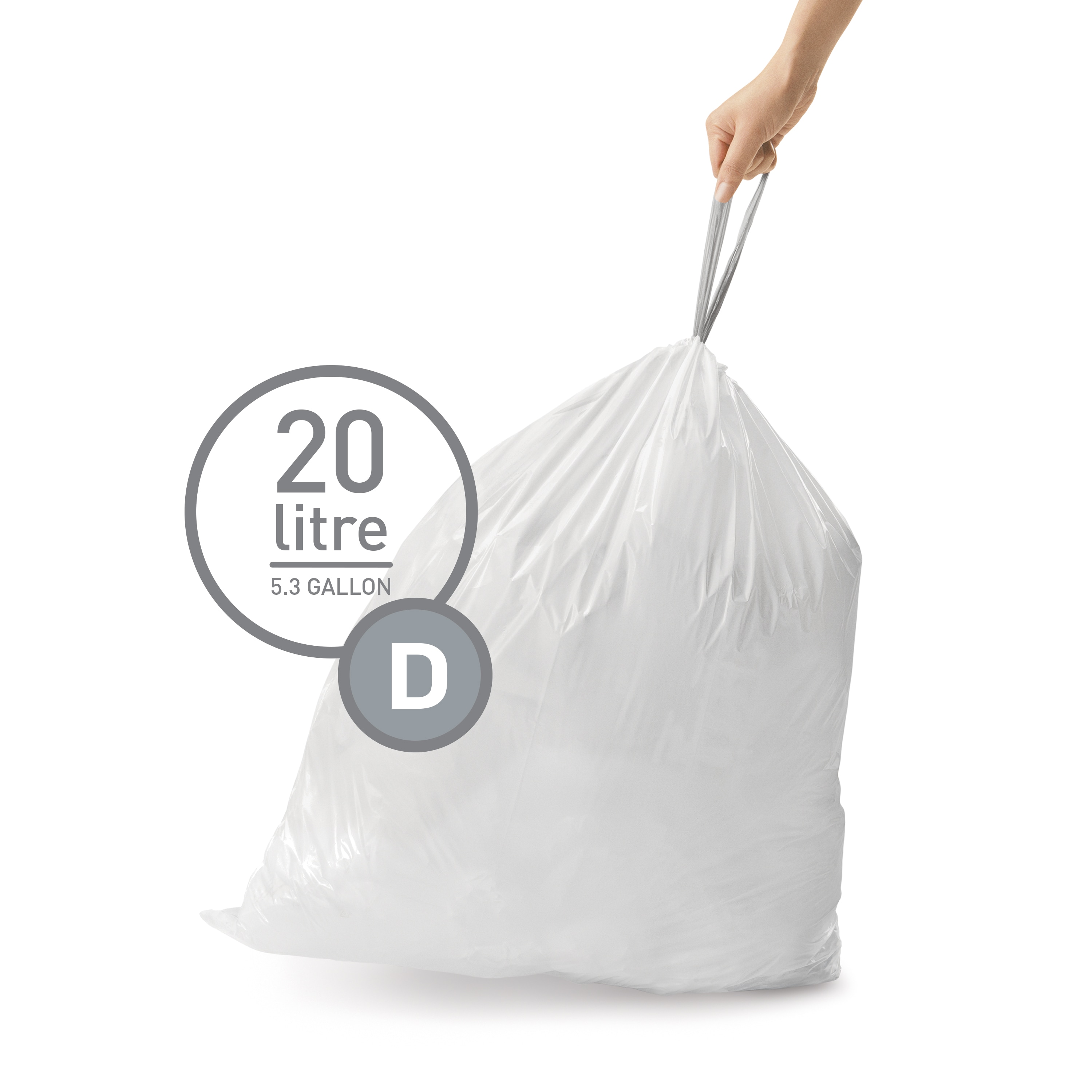 simplehuman Code D 5.3-Gallons White Plastic Kitchen Drawstring Trash Bag  (60-Count) in the Trash Bags department at