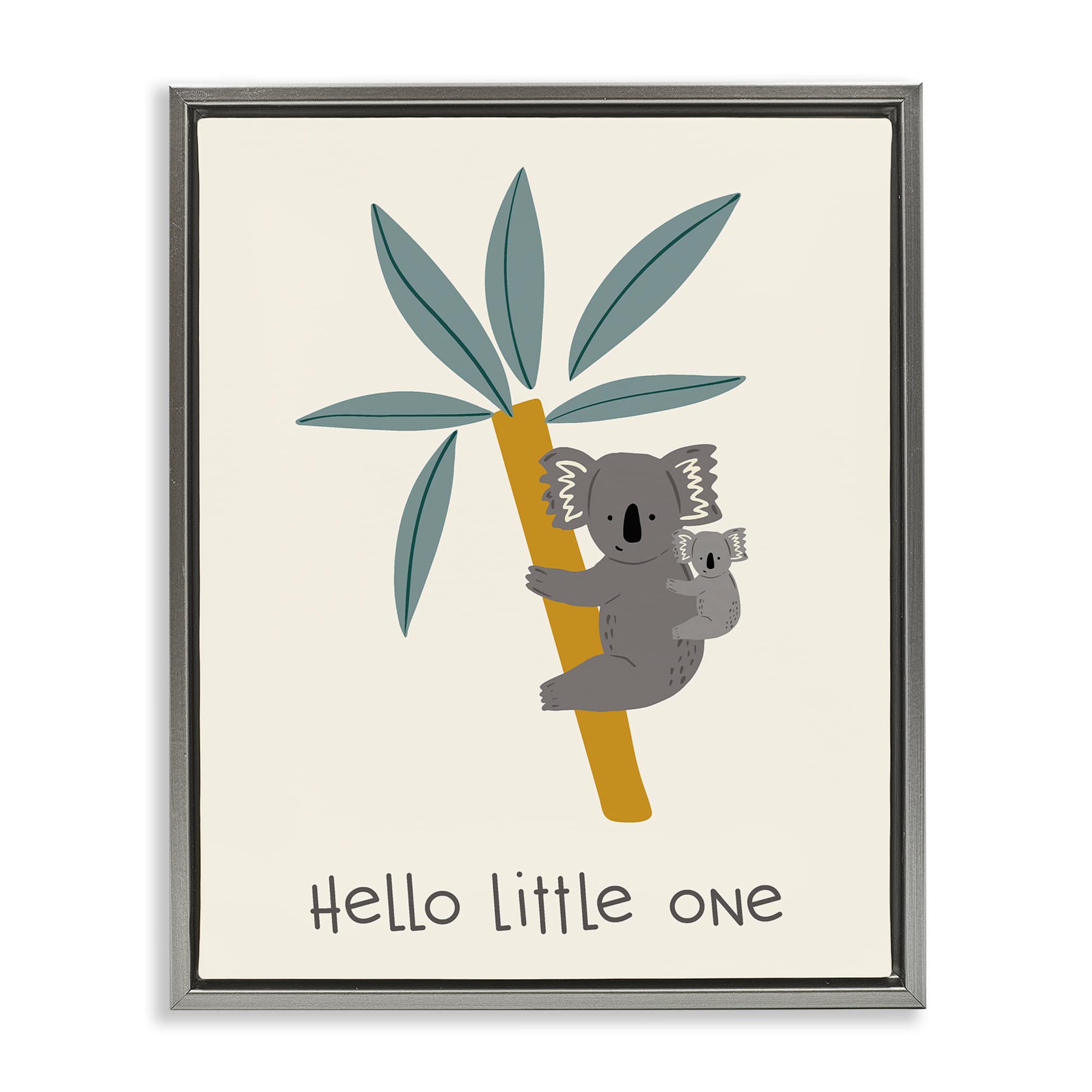 Stupell Industries BT-501-FFL-16X20 Hello Little One Koalas Gray Framed Floater Canvas Wall Art By Sazerelli Designs 17 x 21