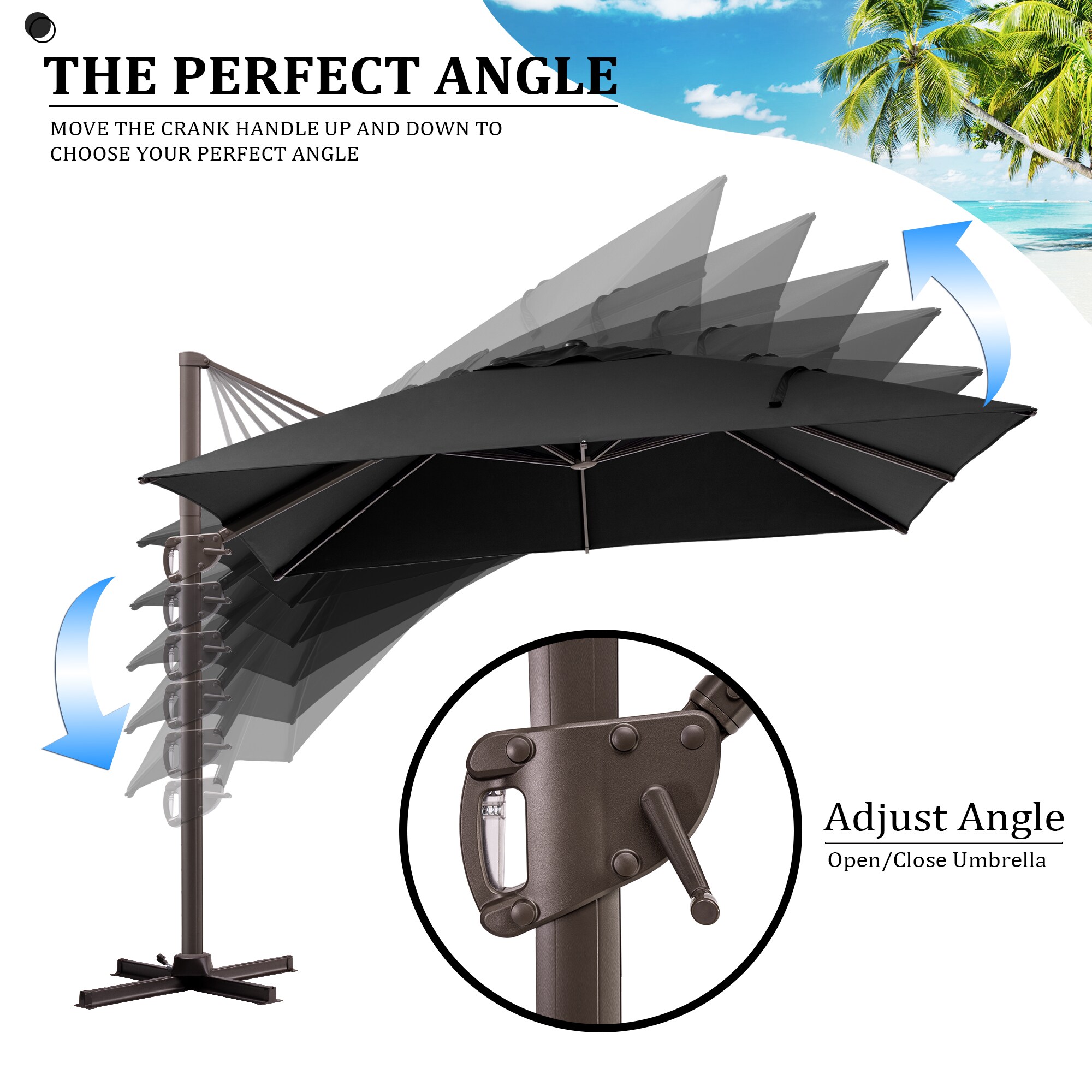 Pellebant 10-ft Steel Black Cantilever Patio Umbrella in the Patio ...