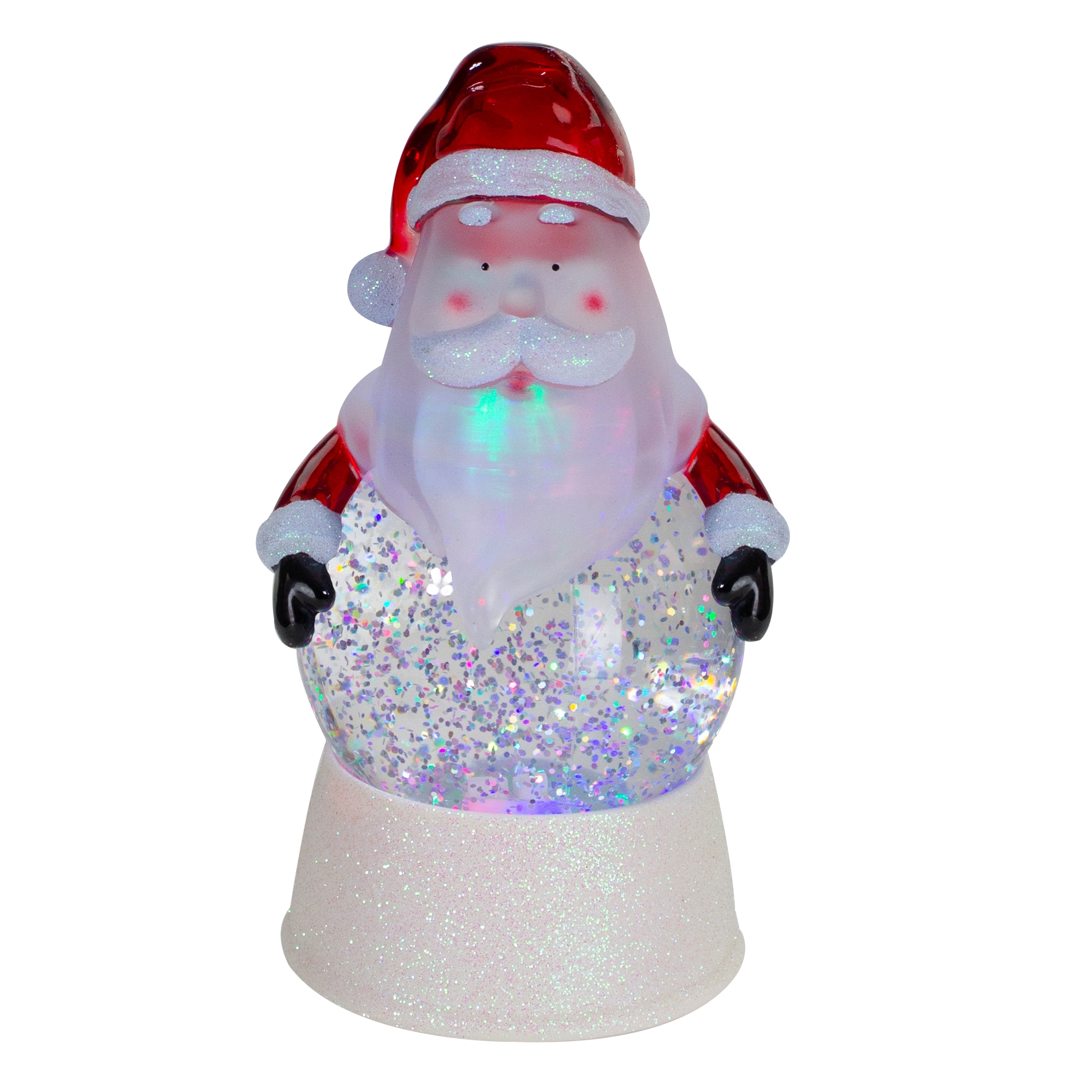 Northlight 34316727 7-in Lighted LED Lighted Color Changing Santa Christmas Snow Globe - 7" Tabletop Decoration Santa Battery-operated Christmas Decor