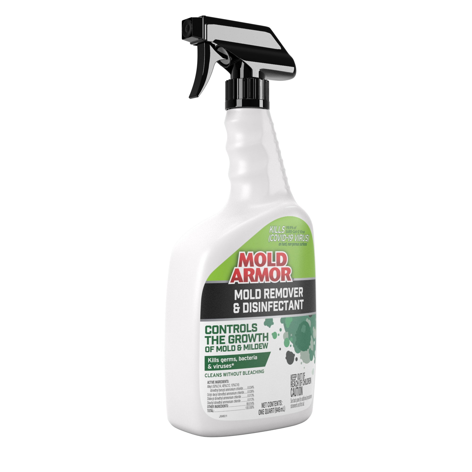 Mold Armor Mold Remover and Disinfectant Cleaner - 32 oz. Spray Bottle, Kills 99% of Bacteria, Destroys Odors