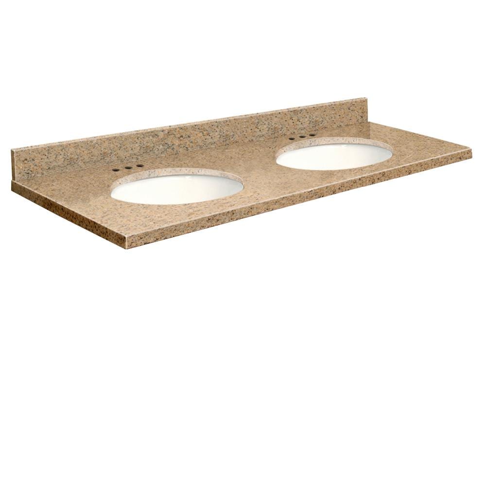 Transolid 61-in Giallo Veneziano Granite Double Sink Bathroom Vanity Top