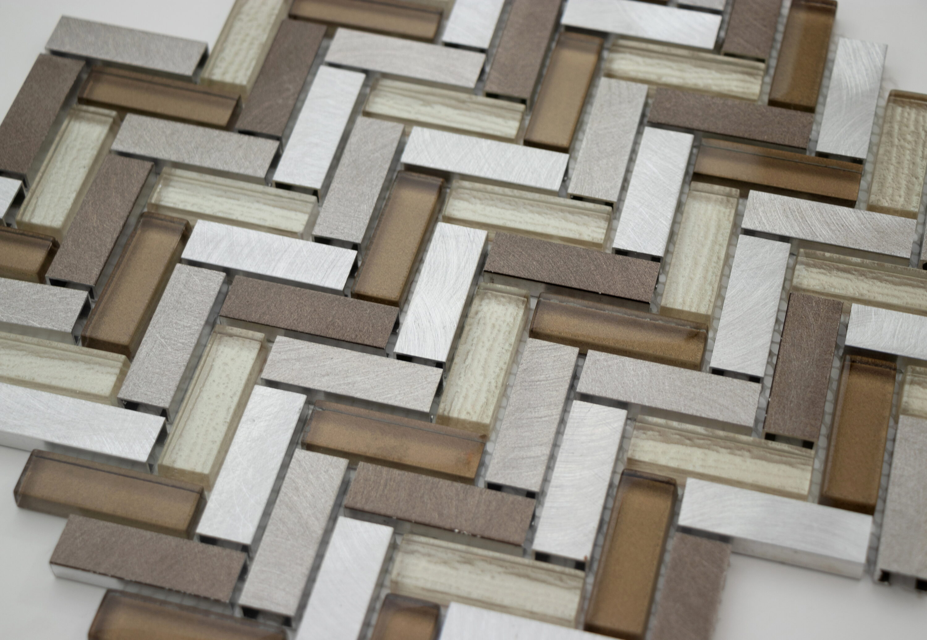 Twilight Series Multicolor Chevron Glass and Metal Mosaic Tile