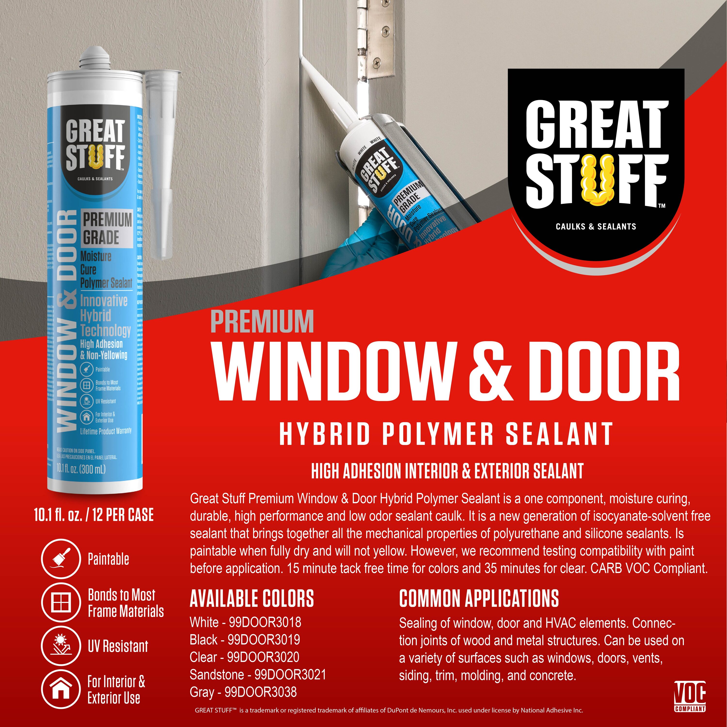 Great Stuff Window and Door 10.1 fl. oz. White Hybrid Polymer Sealant Caulk