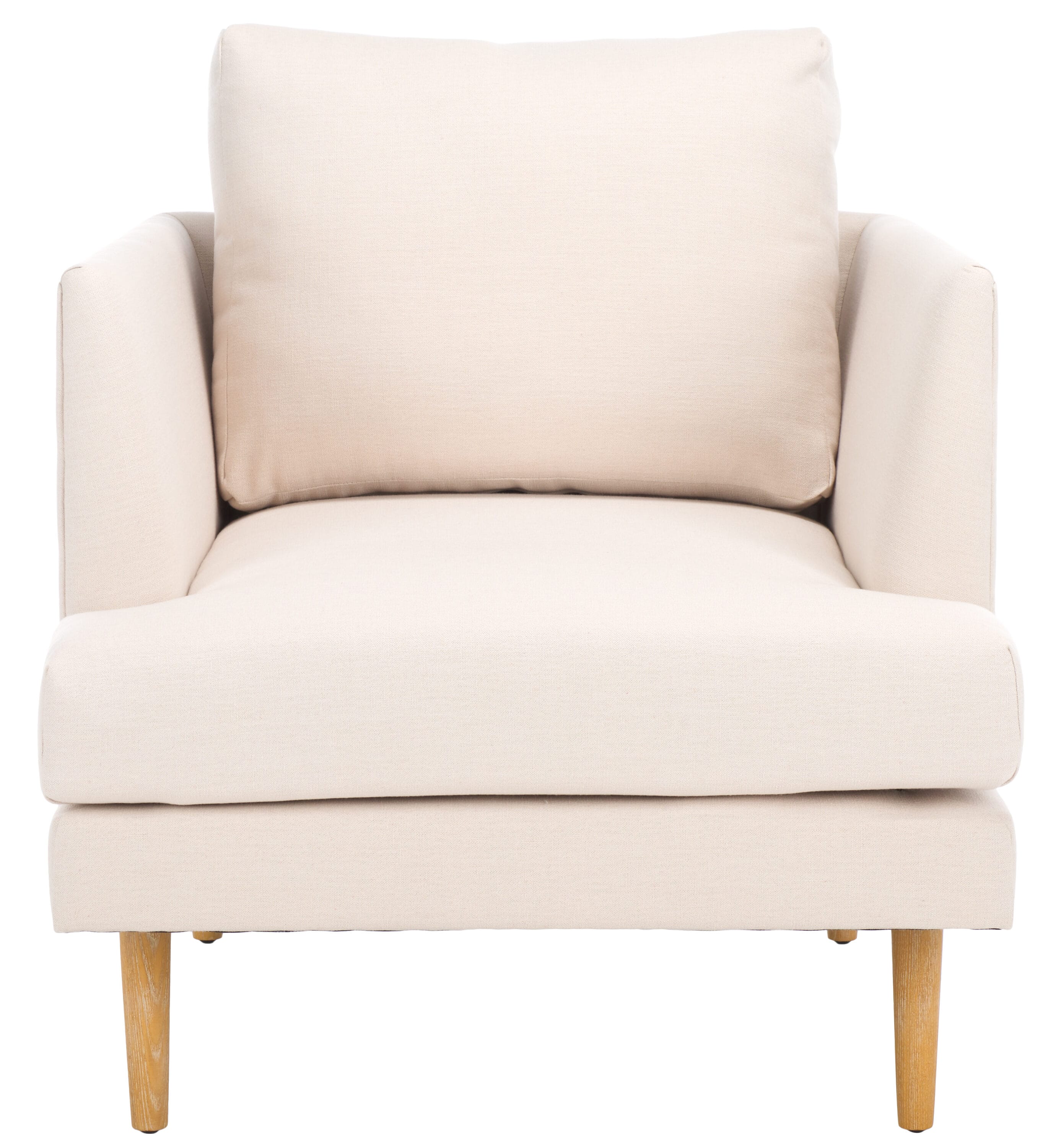 Bone Fabric Accent Chair with White-Washed Wood Legs