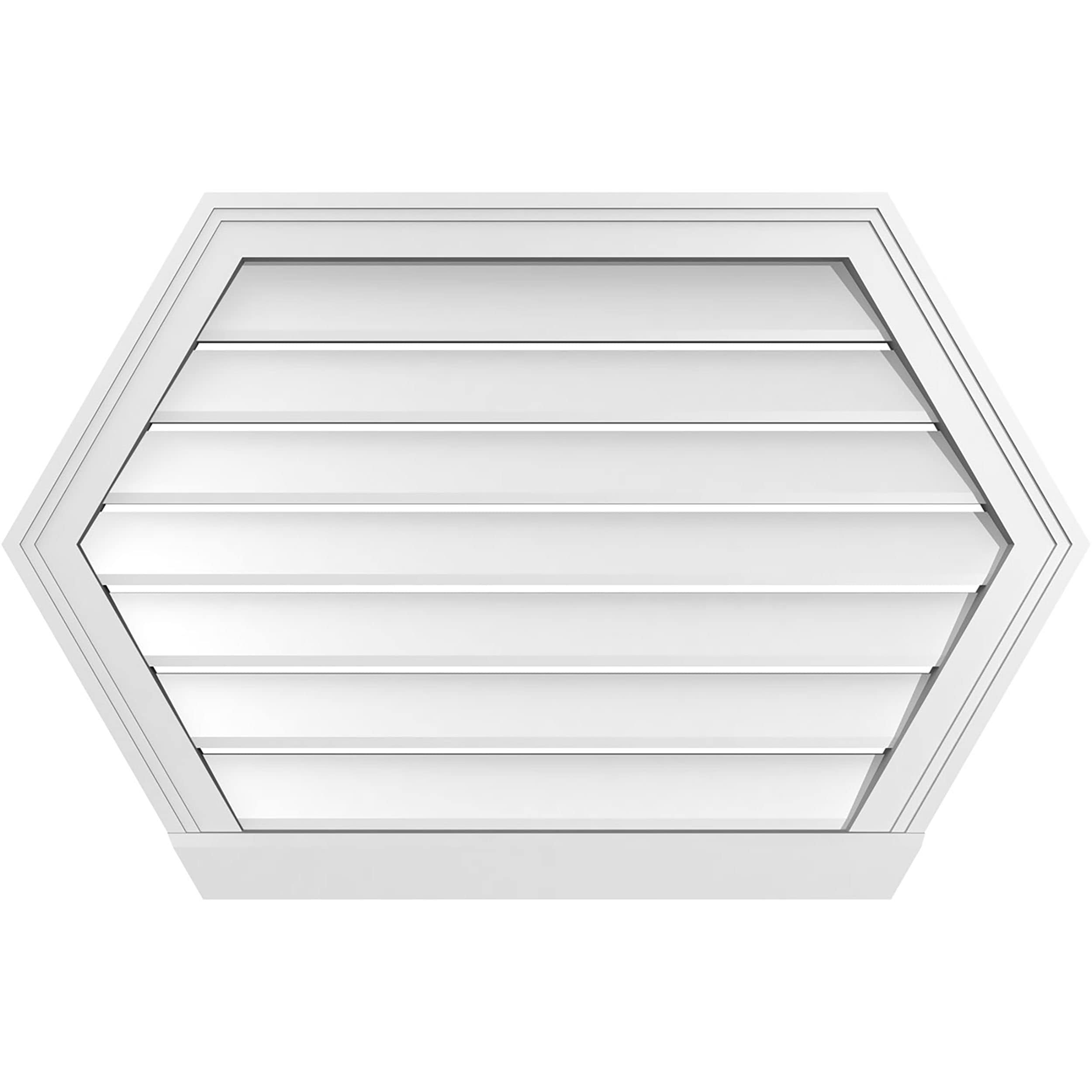 Ekena Millwork GVPHP34X2203SF 34-Inches x 22-Inches Off-white Peaked PVC Gable Louver Vent