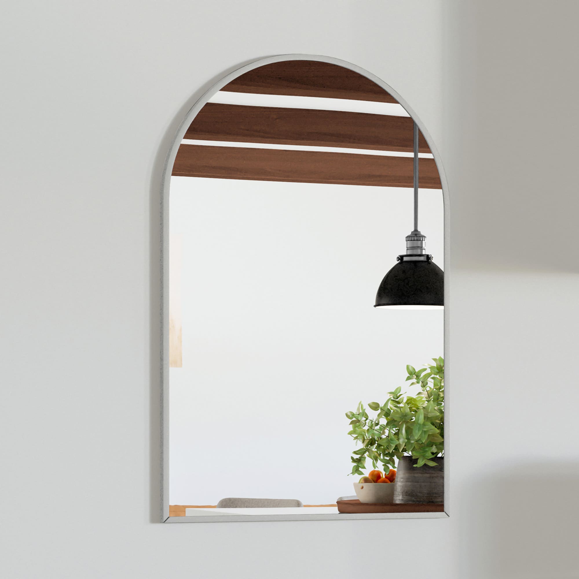 Design House 596528-SLV 20-Inches x 30-Inches Framed Arch Bathroom Vanity Mirror ( Brushed Silver )
