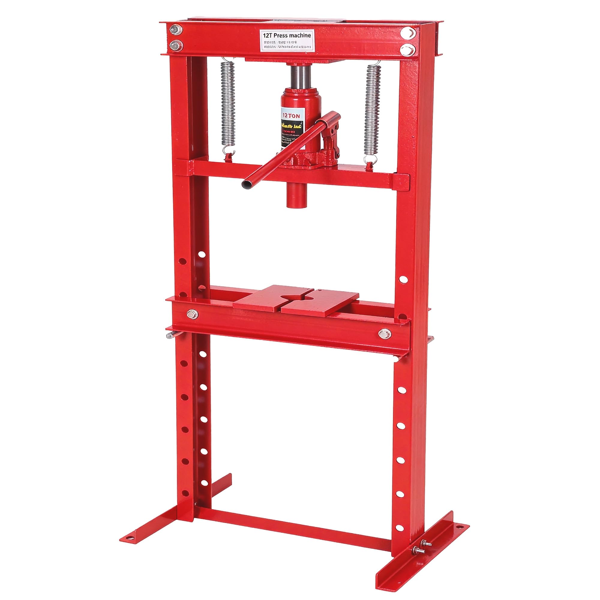 Garvee Heavy Duty 12 Ton Carbon Steel Hydraulic H Frame Shop Press with Adjustable Worktable Stamping Plates Overload Protection #BQH-UODZLKT7NDRON