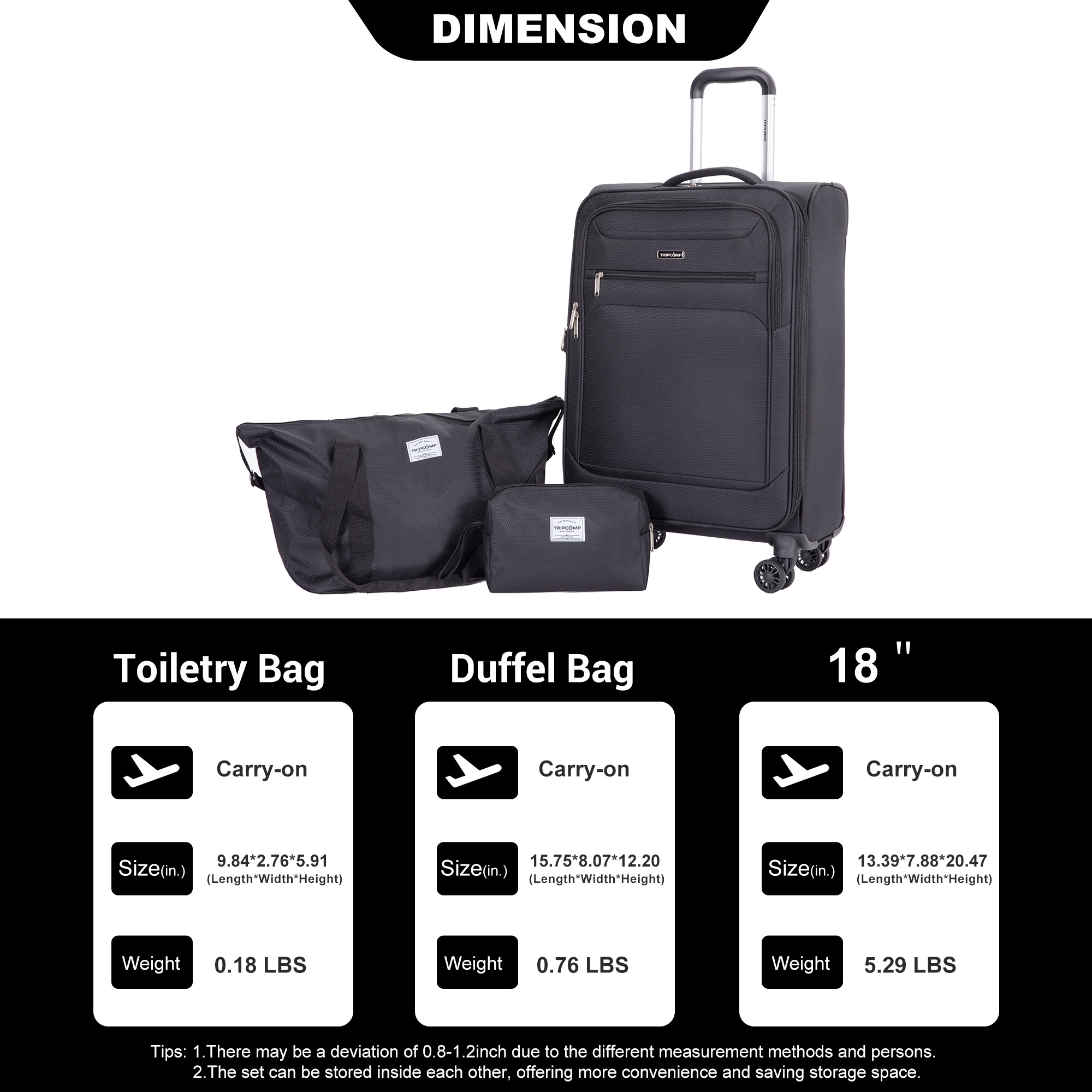 SINOFURN SYD9400002BK Luggage-And-Luggage-Sets - View #2