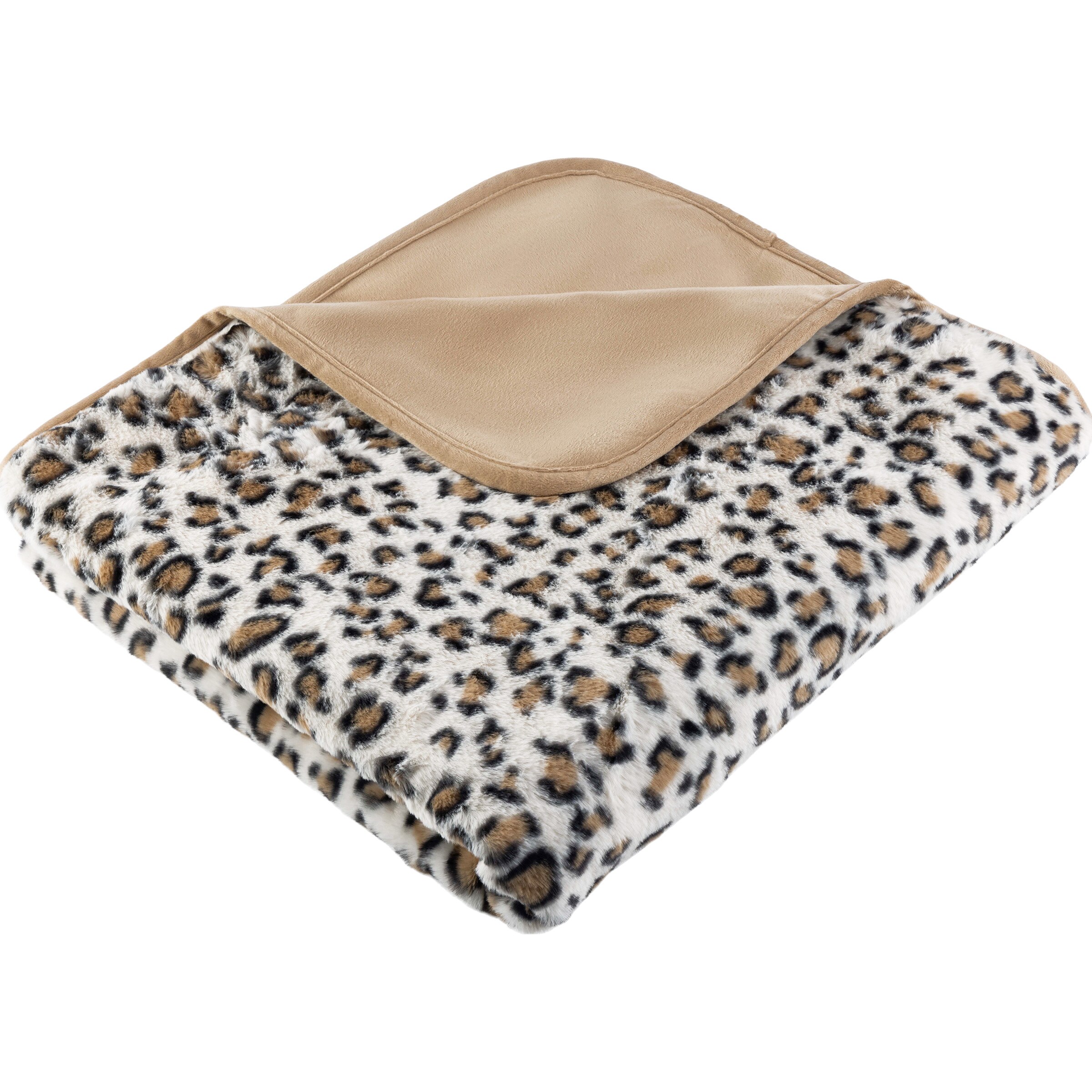 Lavish Home Brown and Black Leopard Print 60-in x 80-in Polyester Blanket