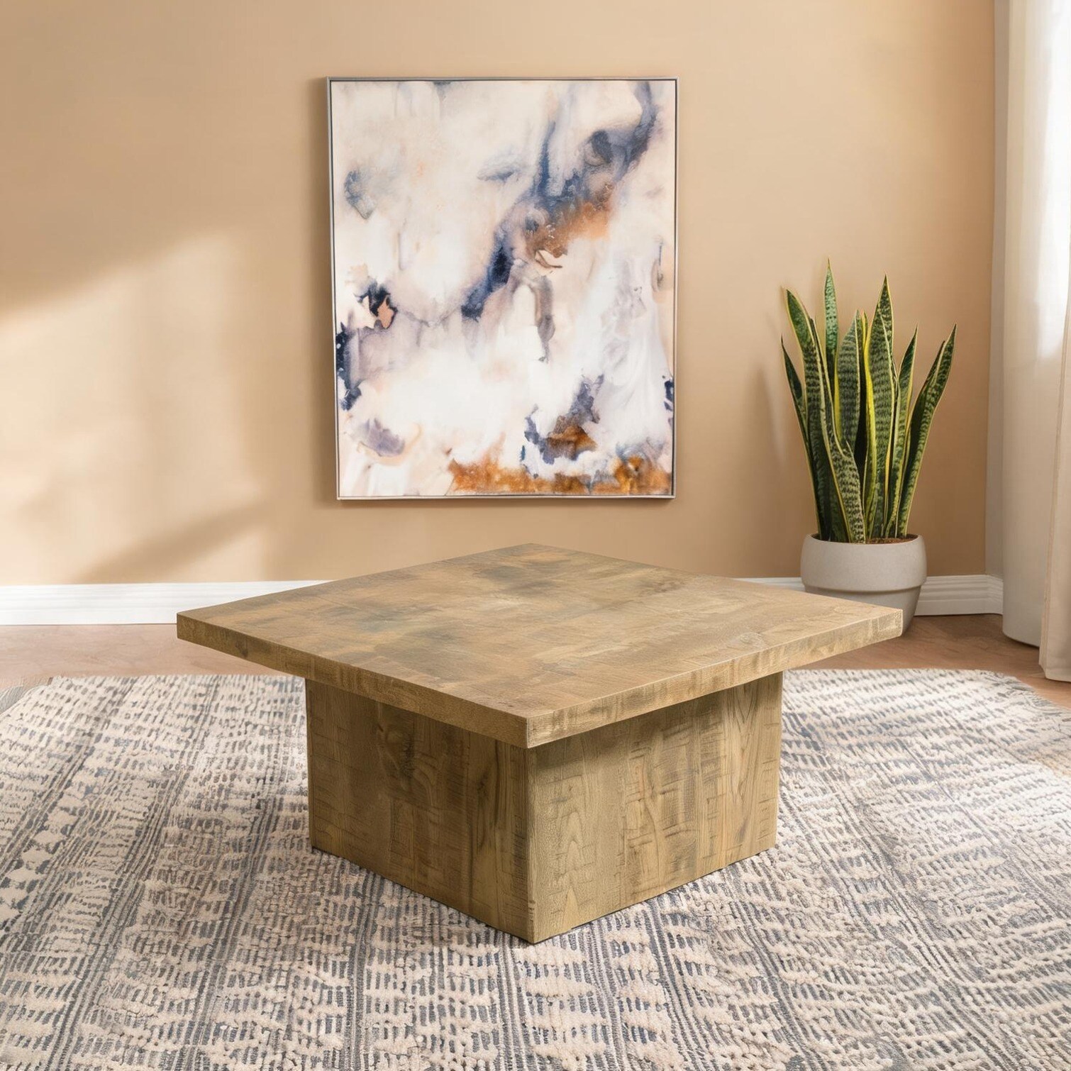 chillscreamni Mango-Finished Engineered Wood Square Coffee Table with ...