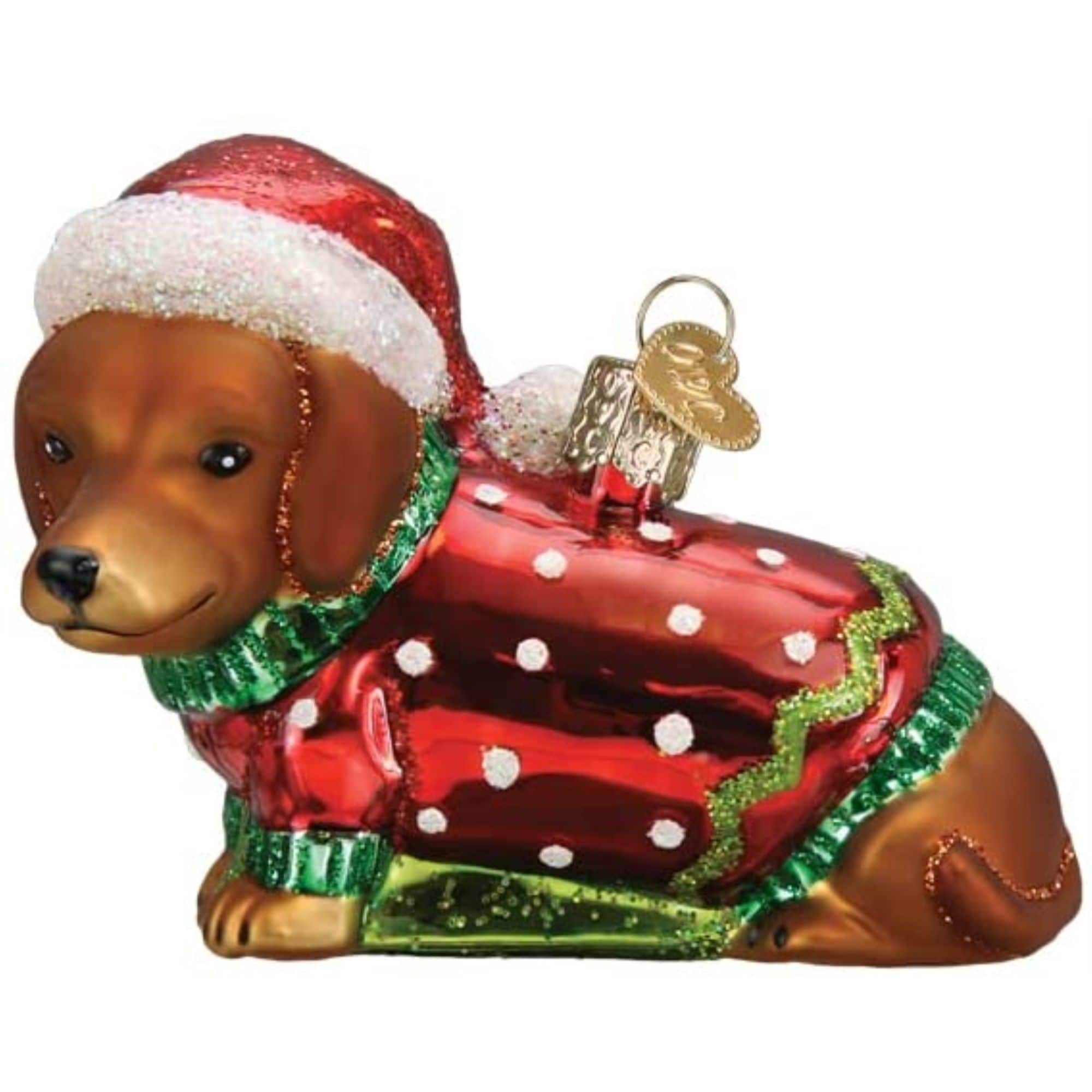Old World Christmas 729343126498 Blown Glass Ornament for Christmas Tree - Dashing Dachshund Puppy
