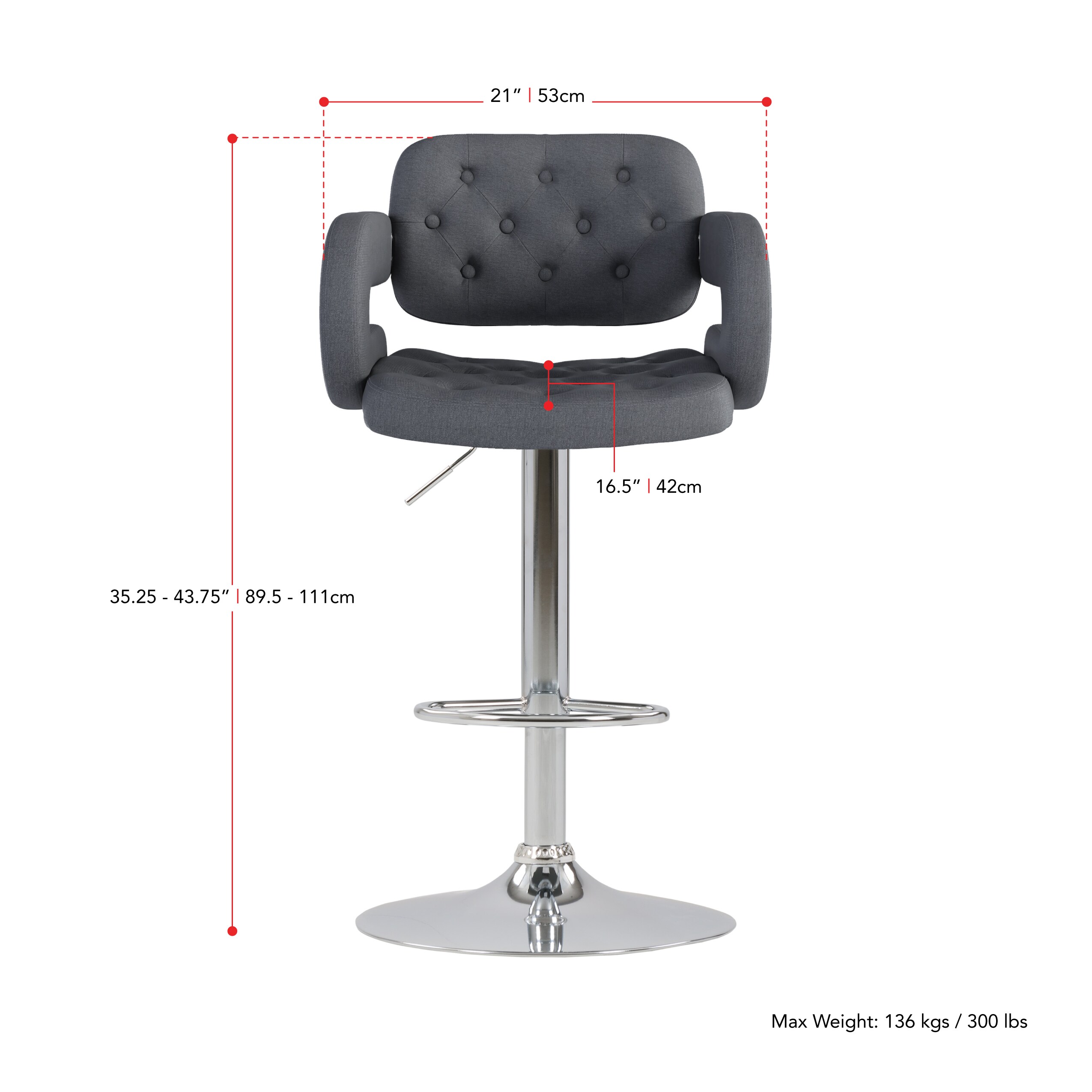 CorLiving Dark Grey 24.75-in H Adjustable height Upholstered Swivel Bar ...