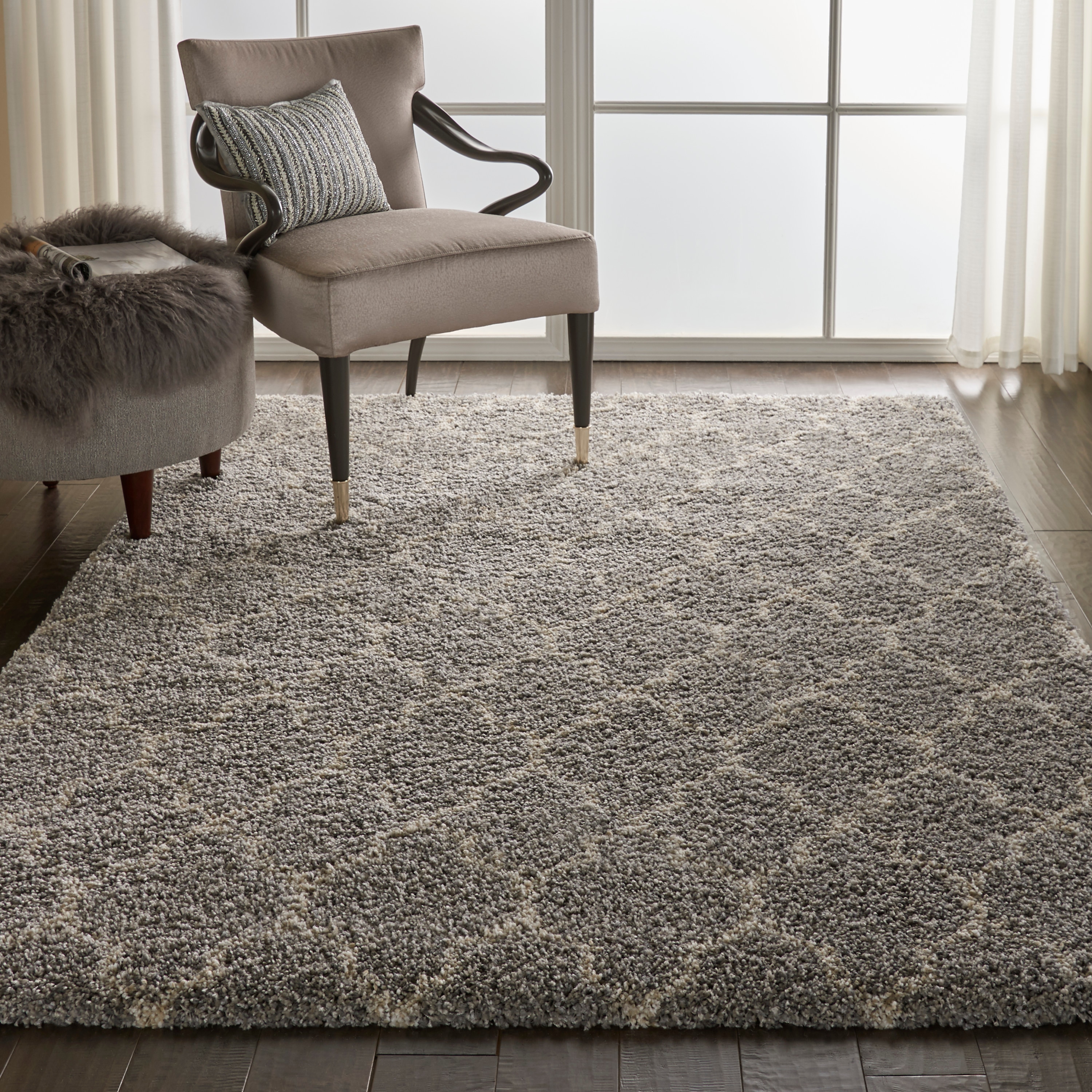 Nourison 22645 Amore 3 x 5 (ft) Polypropylene Ash Rectangular Indoor Abstract Area rug