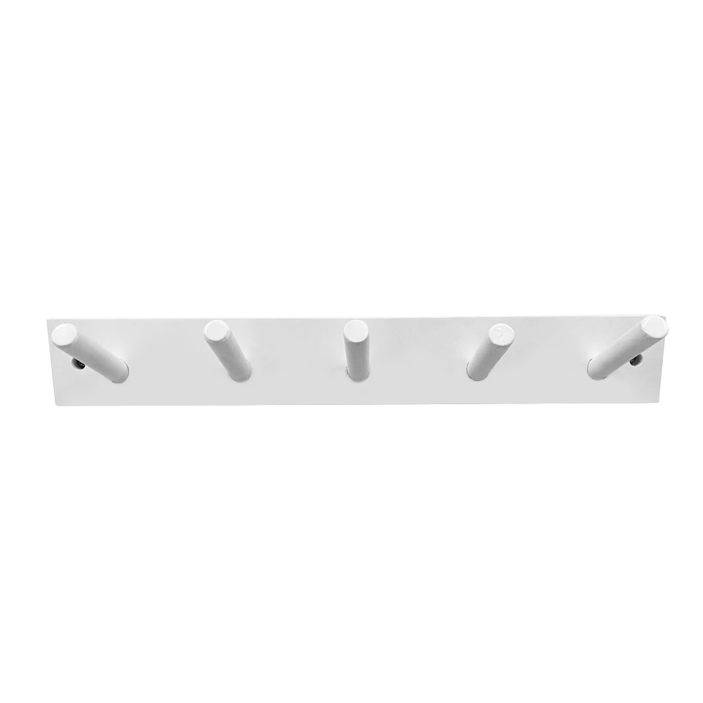 StyleWell 27-inch Utility MDF Hook Rack with 5 Metal Coat Hooks, White and  Brushed Nickel