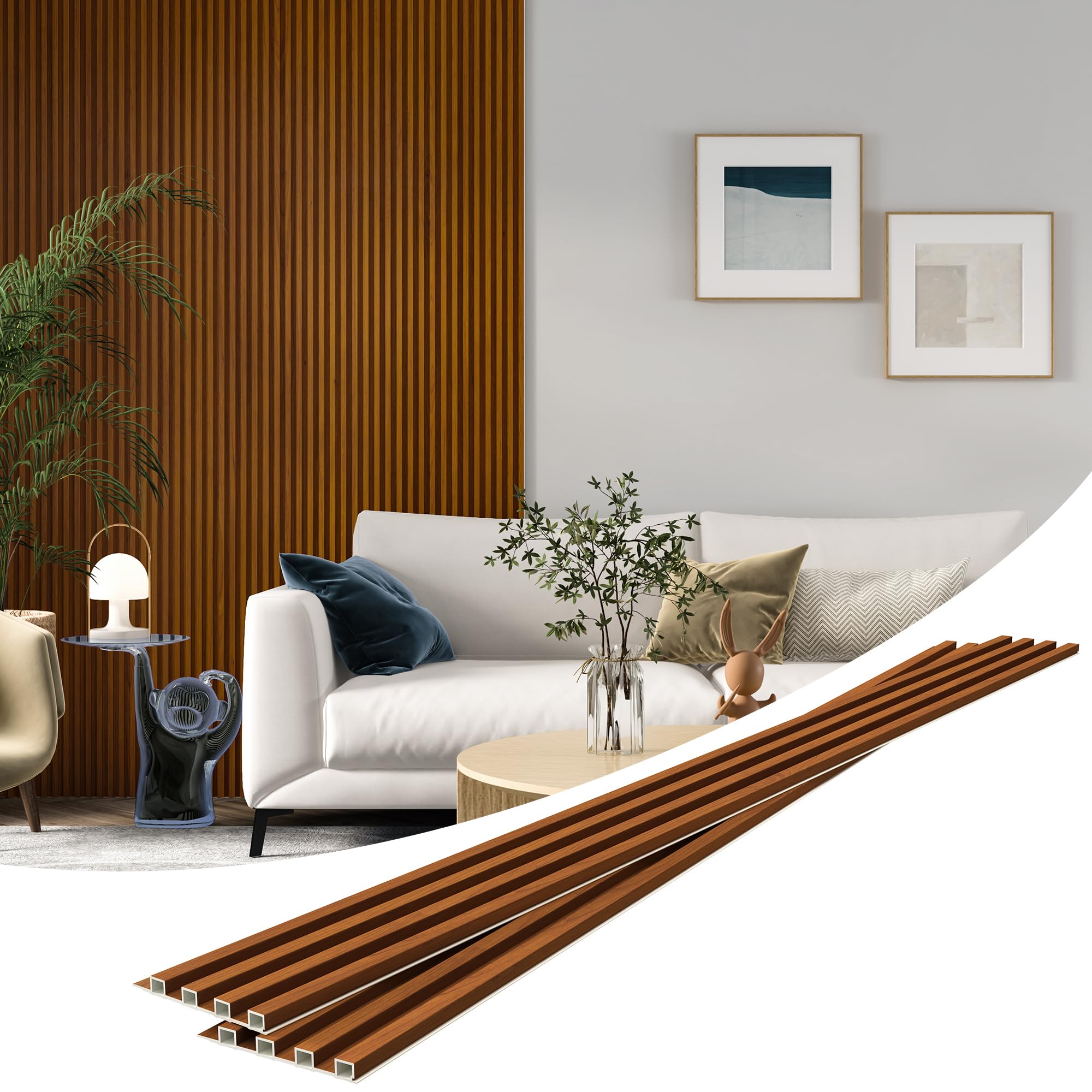 LOVMOR 8 Pack 96 in. Slat Wall Panels WPC Soundproof 3D Wall Panel for Interior Wall Decor in Walnut #SF-Y-GSB-WPC-WA