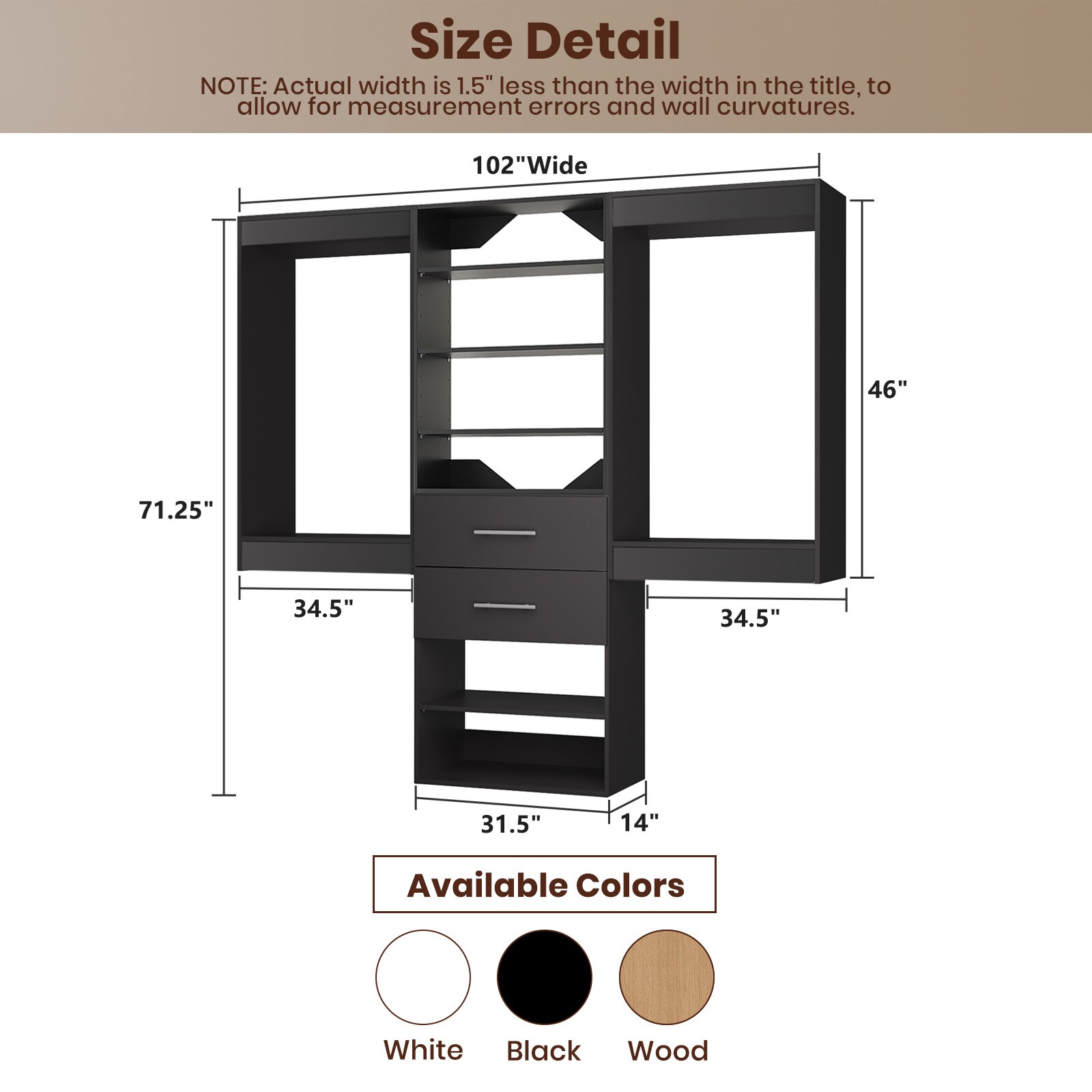 LOVMOR LO-MODEL12-16-ZJL Wood-Closet-Shelves - View #2