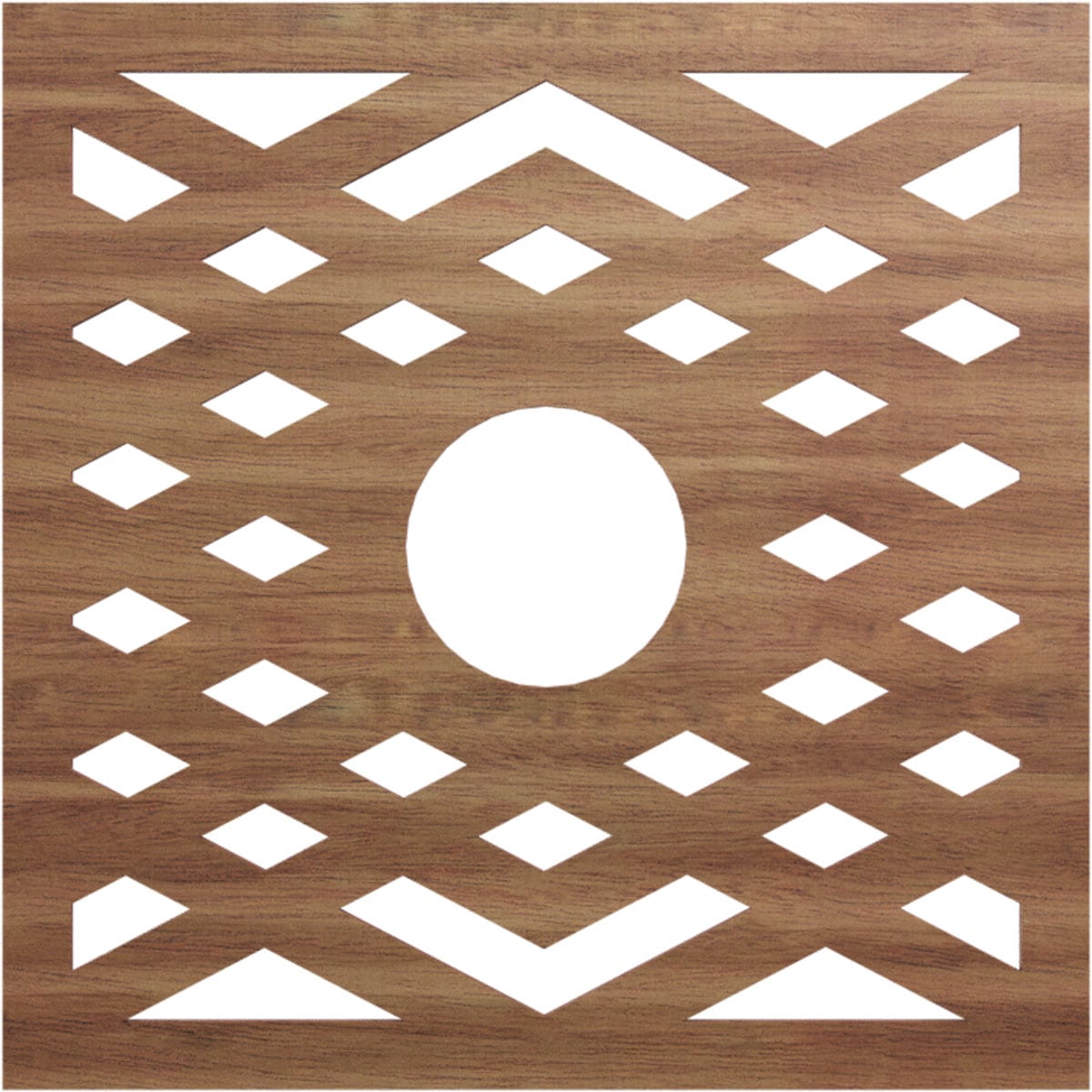 Ekena Millwork CMWP22X22X0250CHWA Chevron Fretwork Pierced 22-in W x 22-in L Architectural Walnut Wood Whole Ceiling Medallion